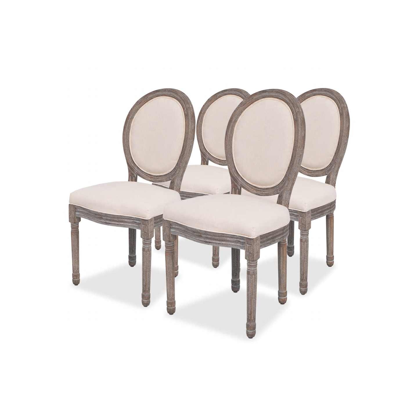 Chaises à manger lot de 4 crème tissu