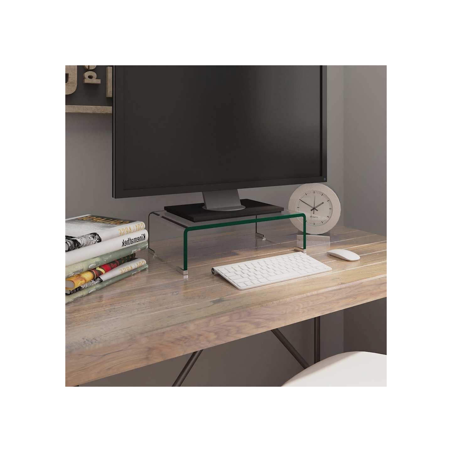 Meuble TV/pour moniteur 40x25x11 cm verre transparent