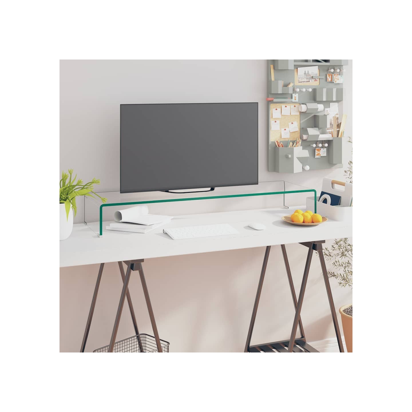Meuble TV/pour moniteur 100x30x13 cm verre transparent