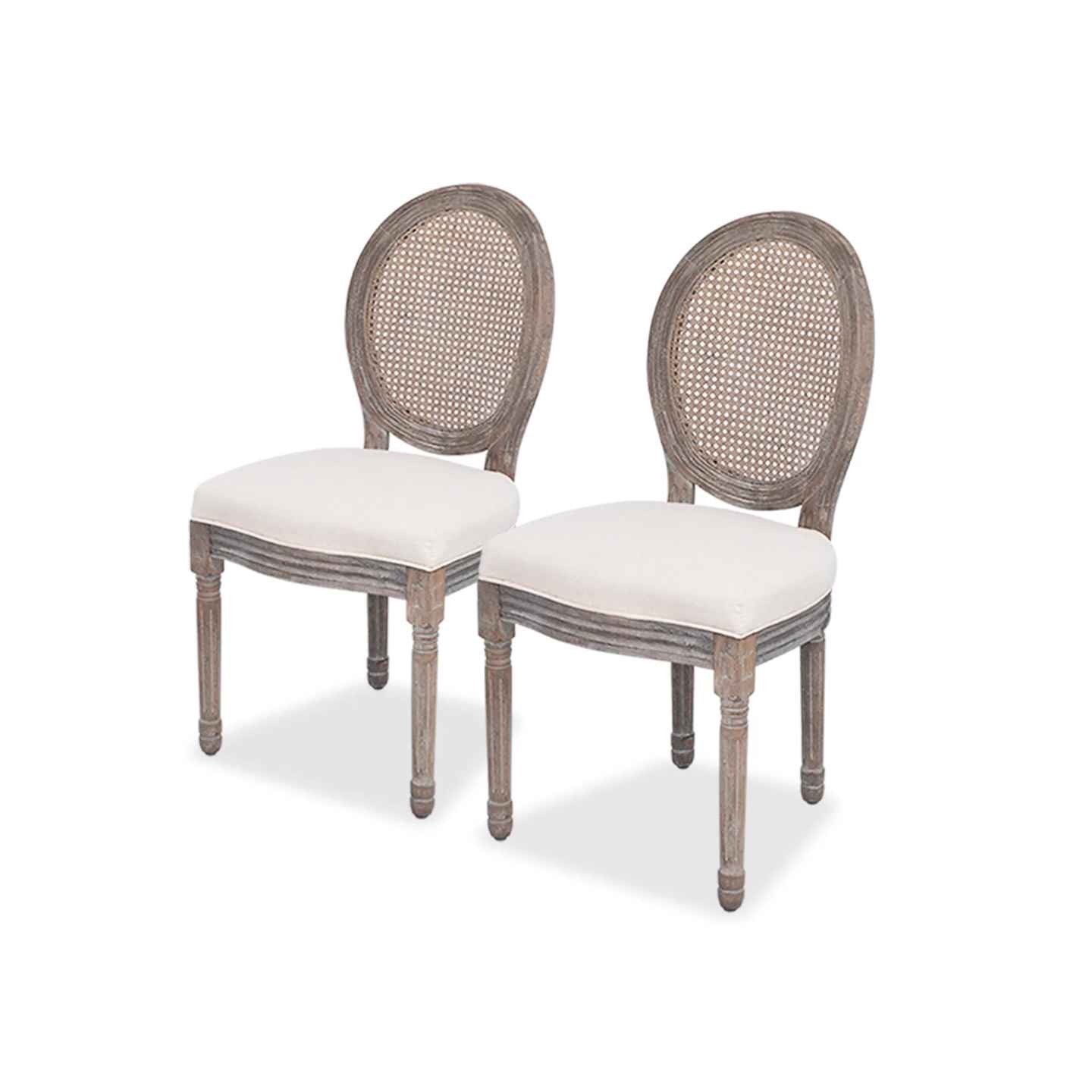 Chaises à manger lot de 2 crème tissu