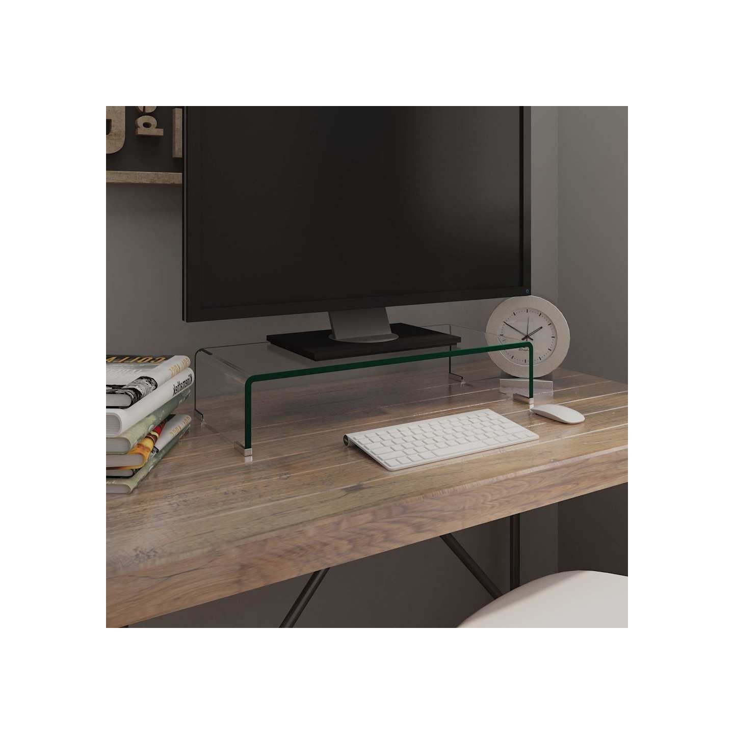 Meuble TV/pour moniteur 60x25x11 cm verre transparent