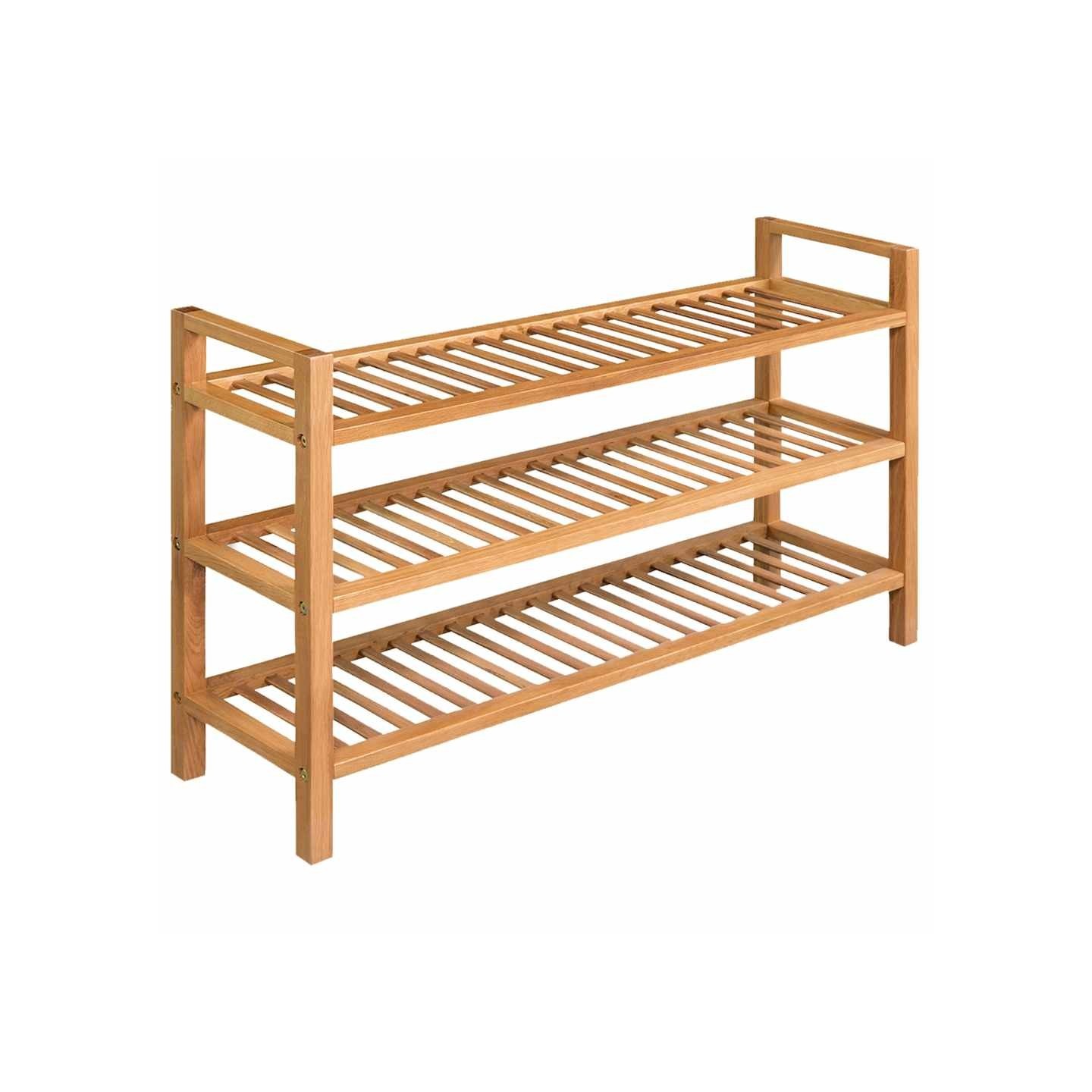 Étagère à chaussures avec 3 étagères 100x27x60 cm Chêne massif