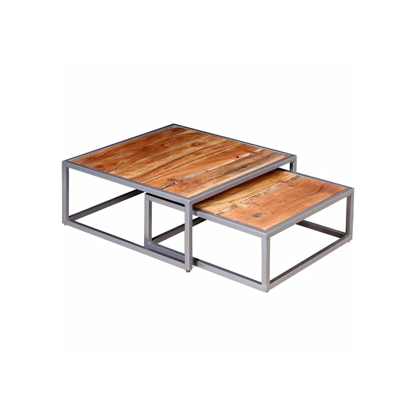 Ensemble de table basse 2 pièces Bois d'acacia massif