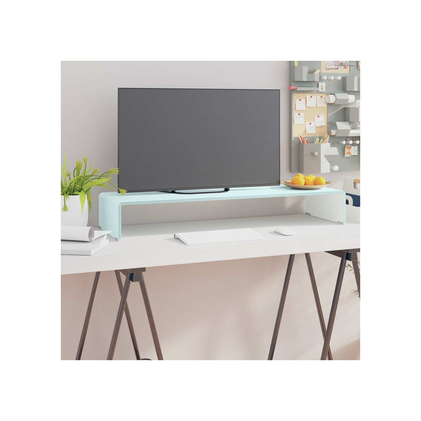 Meuble TV/Support pour moniteur 90x30x13 cm verre vert