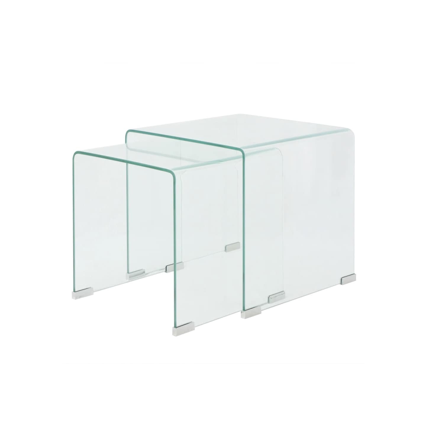 Ensemble de tables gigognes 2 Pièces Verre trempé Transparent