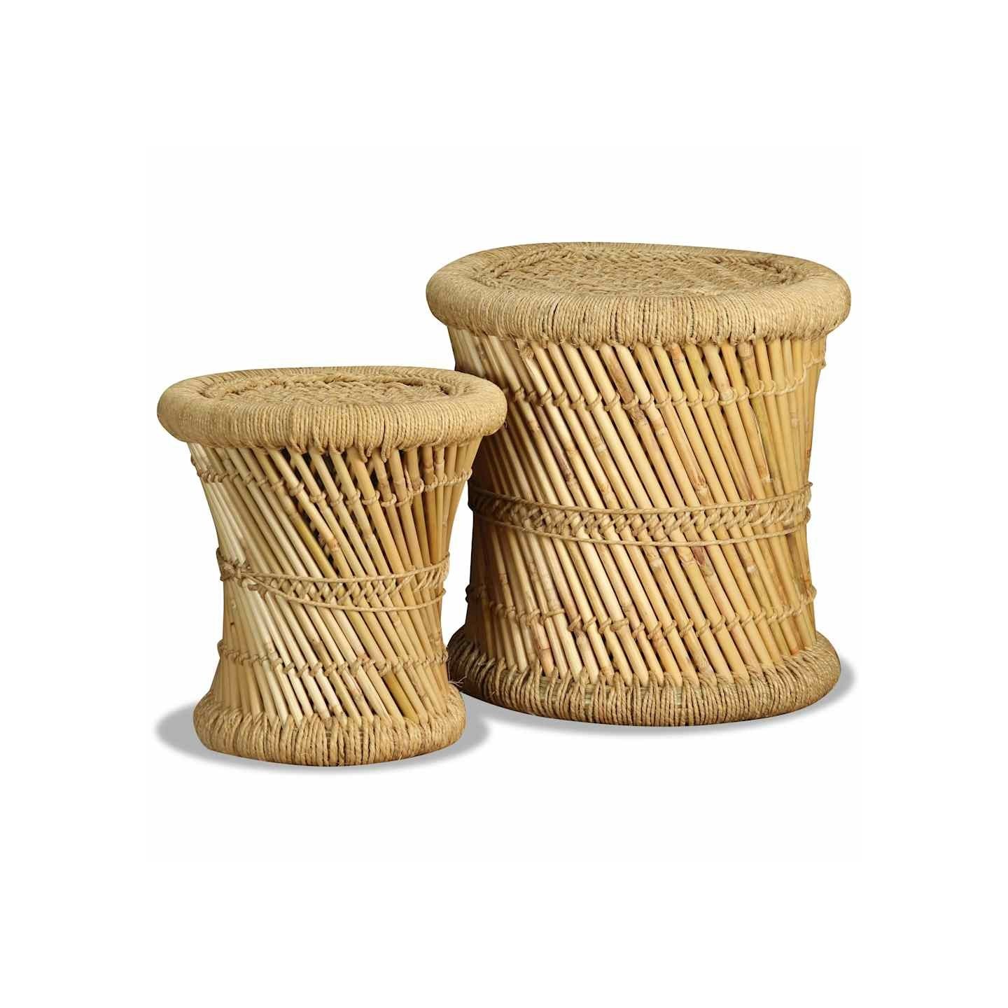 Tabourets lot de 2 Bambou et jute