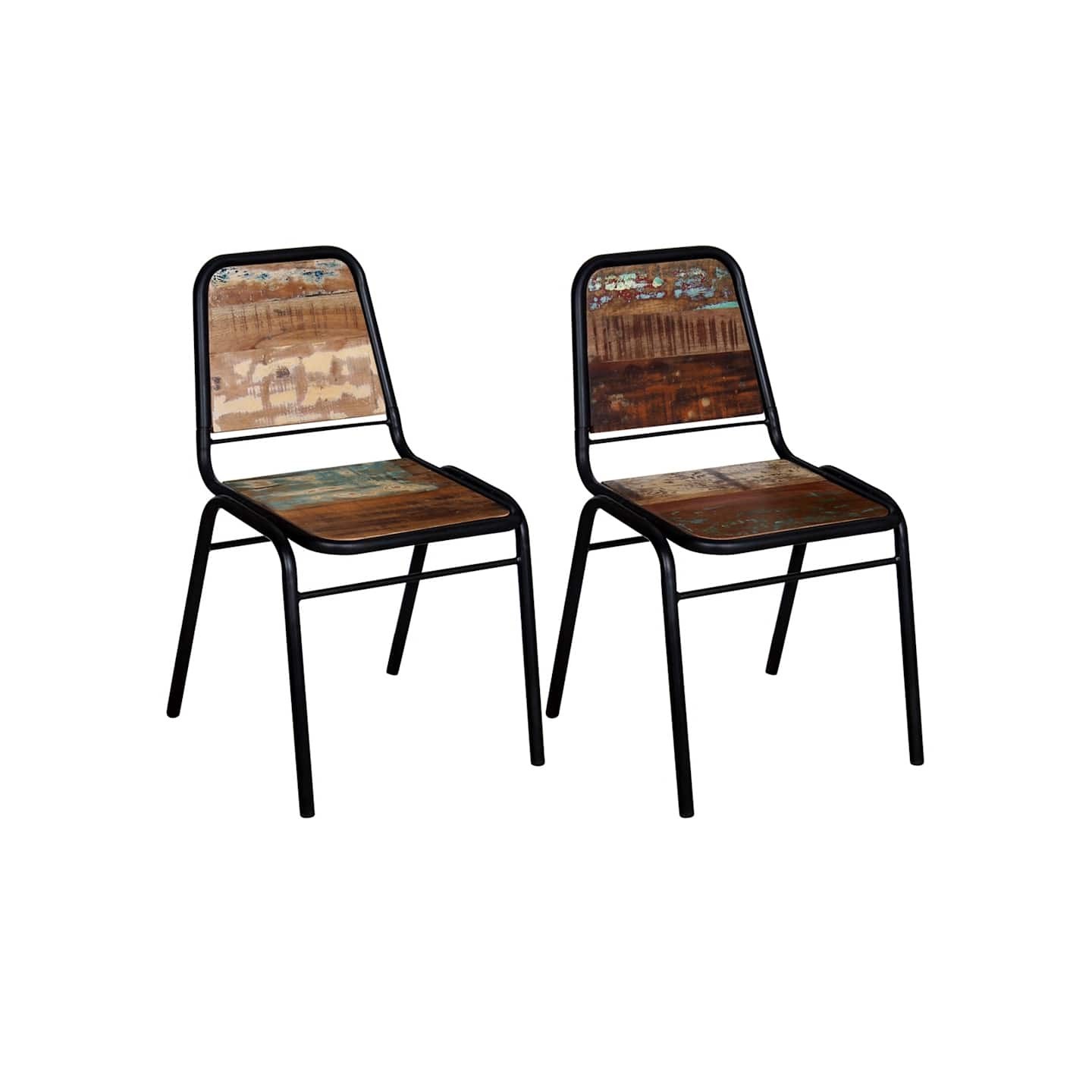 Chaises à manger lot de 2 bois de récupération massif