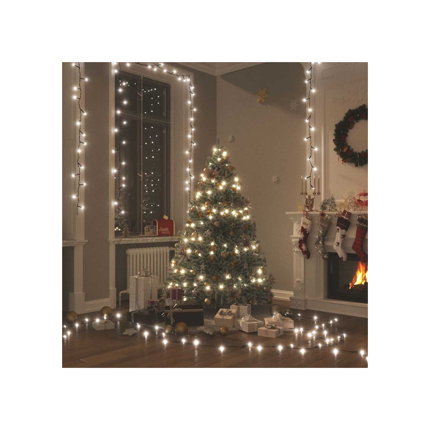 Guirlande LED avec 150 LED Blanc froid 15 m PVC