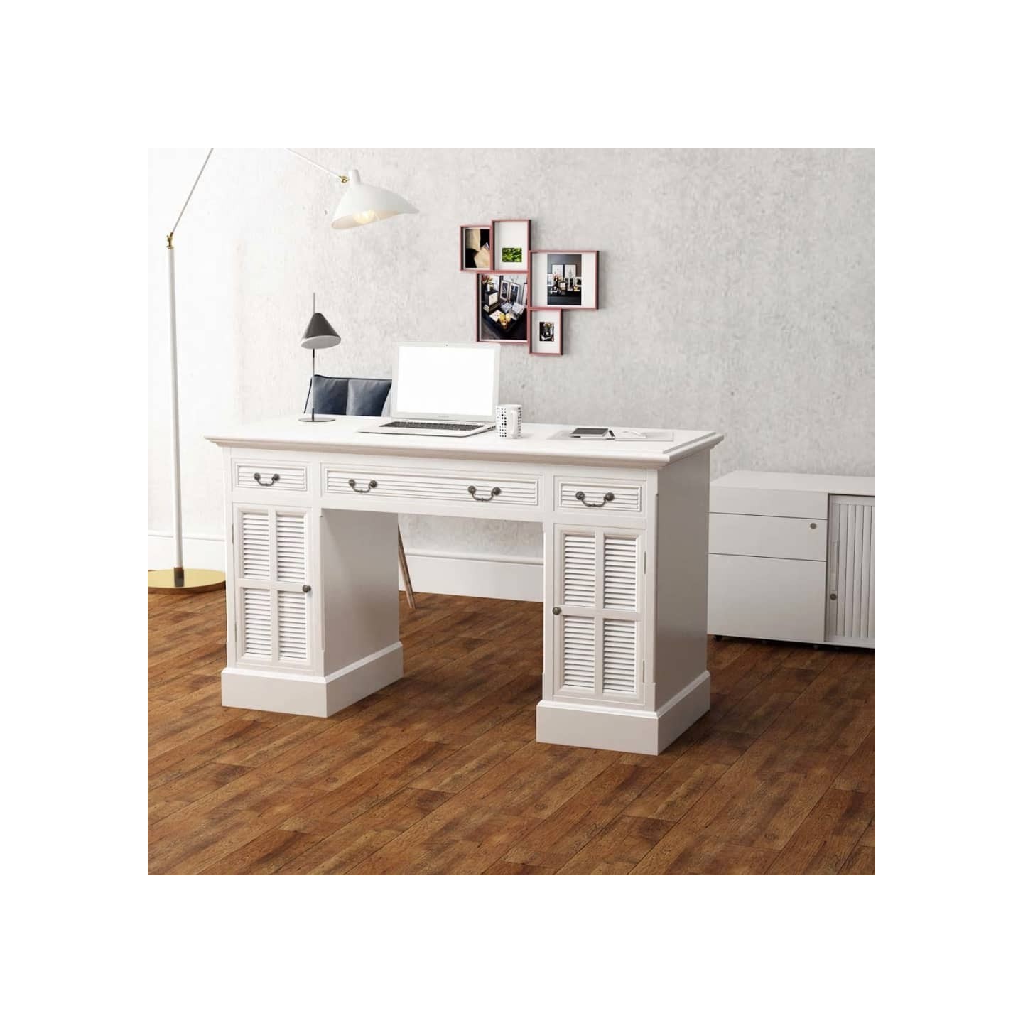 Bureau à double piédestal Blanc 140 x 48 x 80 cm