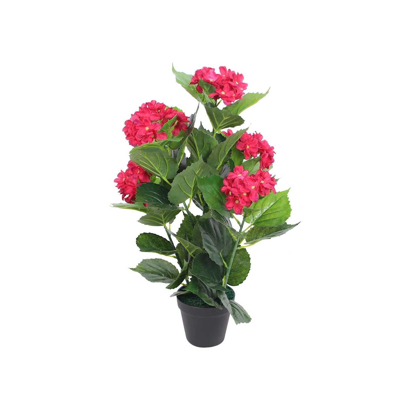 Plante hortensia artificielle avec pot 60 cm Rouge