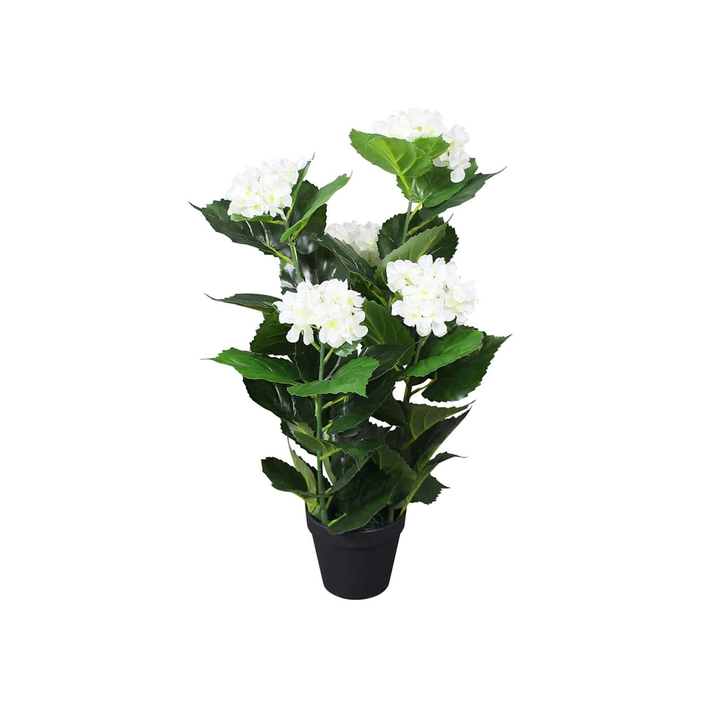 Plante hortensia artificielle avec pot 60 cm Blanc