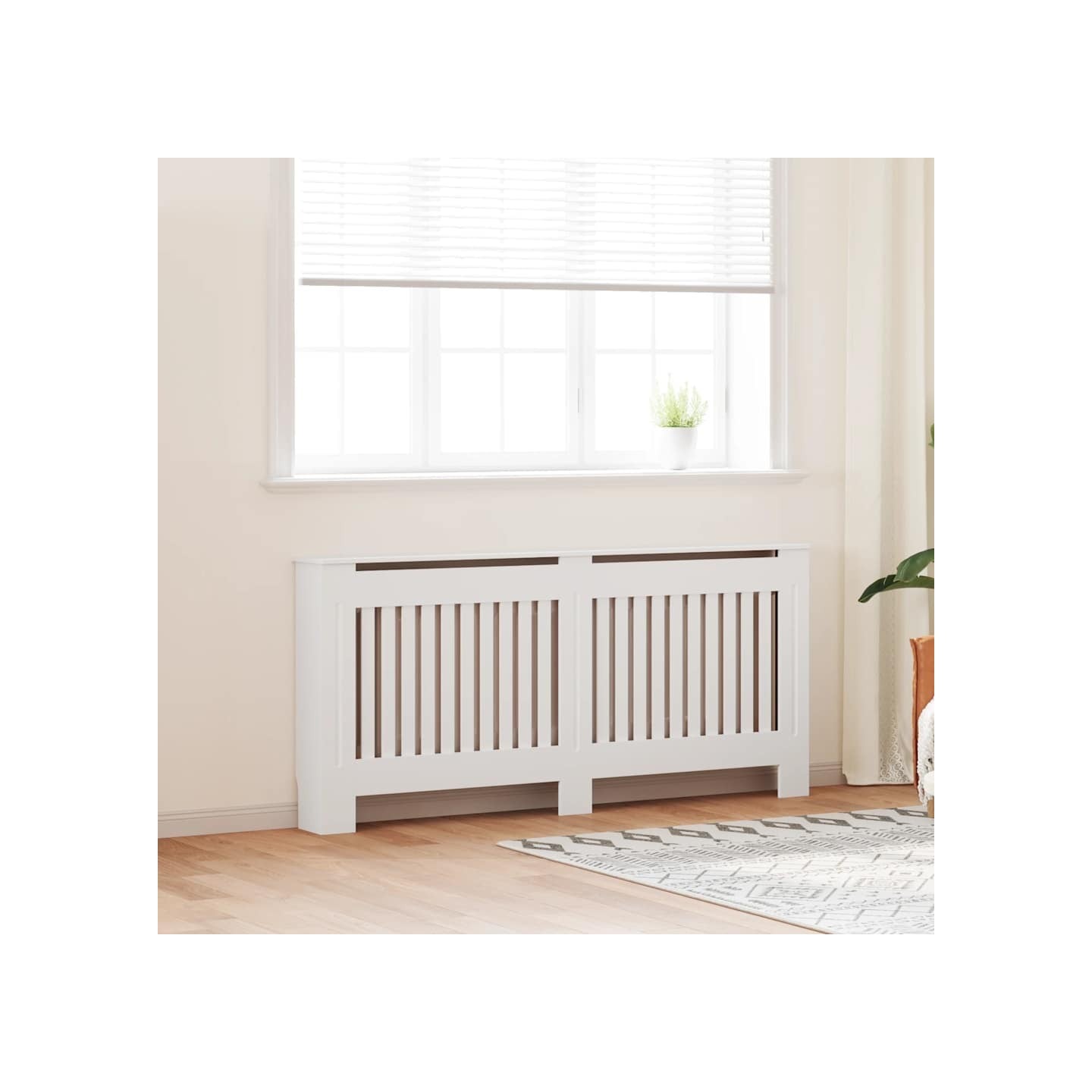 Cache-radiateur Blanc bois d'ingénierie 172 cm