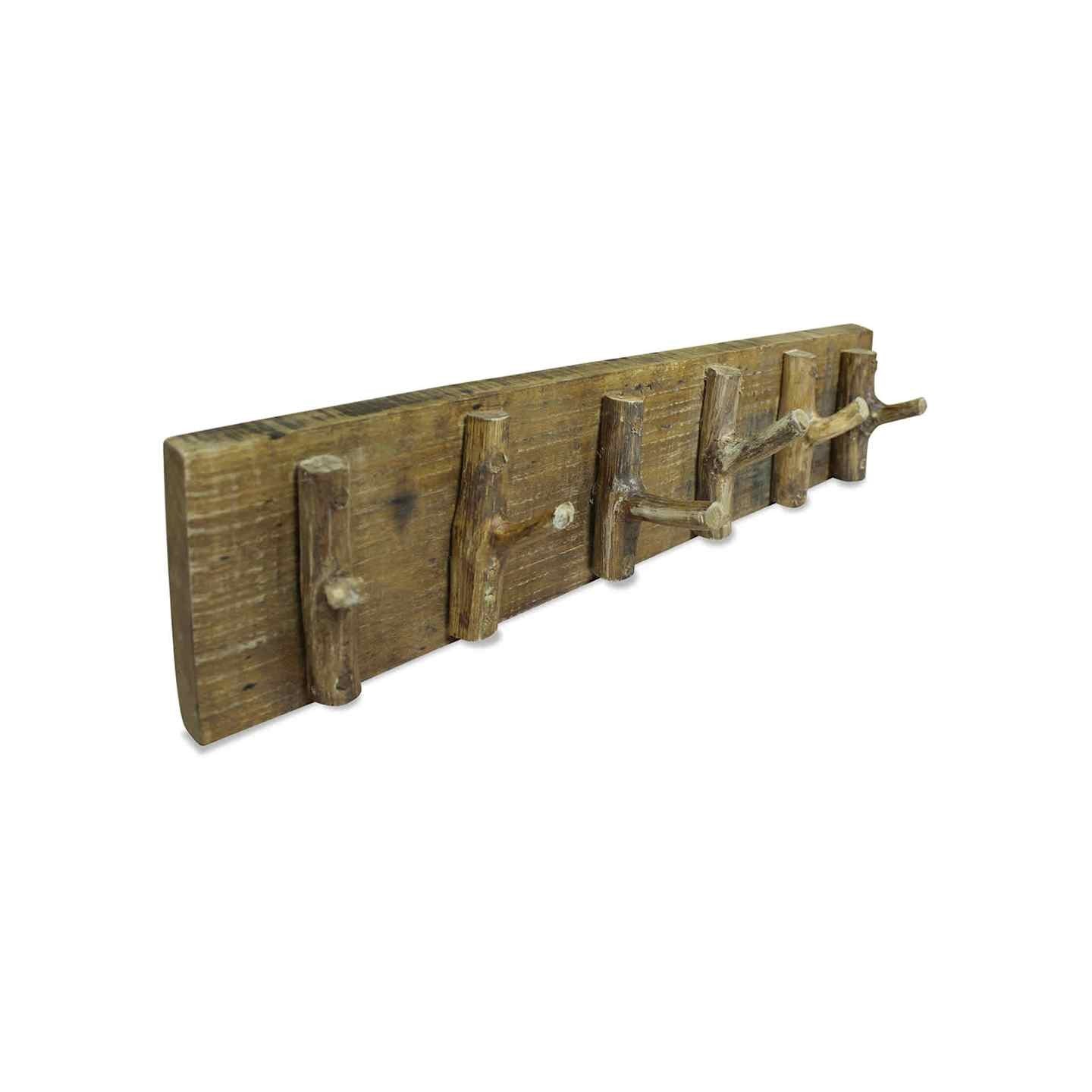 Porte-manteau bois de récupération mélangé 60x15 cm