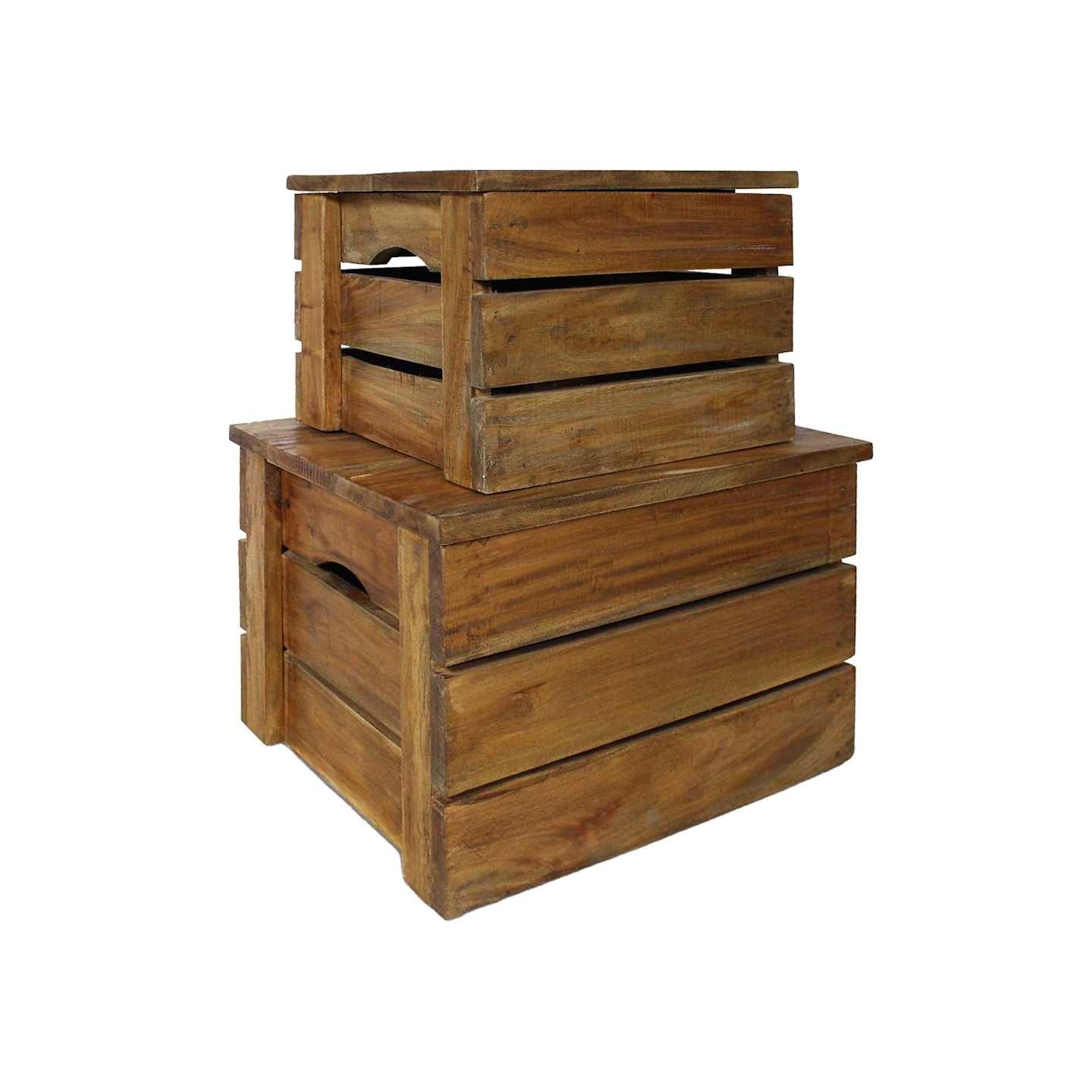 Ensemble de caisse de rangement 2 pcs bois d'acajou massif