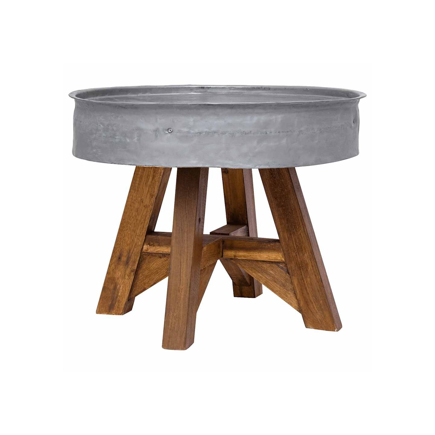 Table basse bois de récupération mélangé 60x45 cm argenté