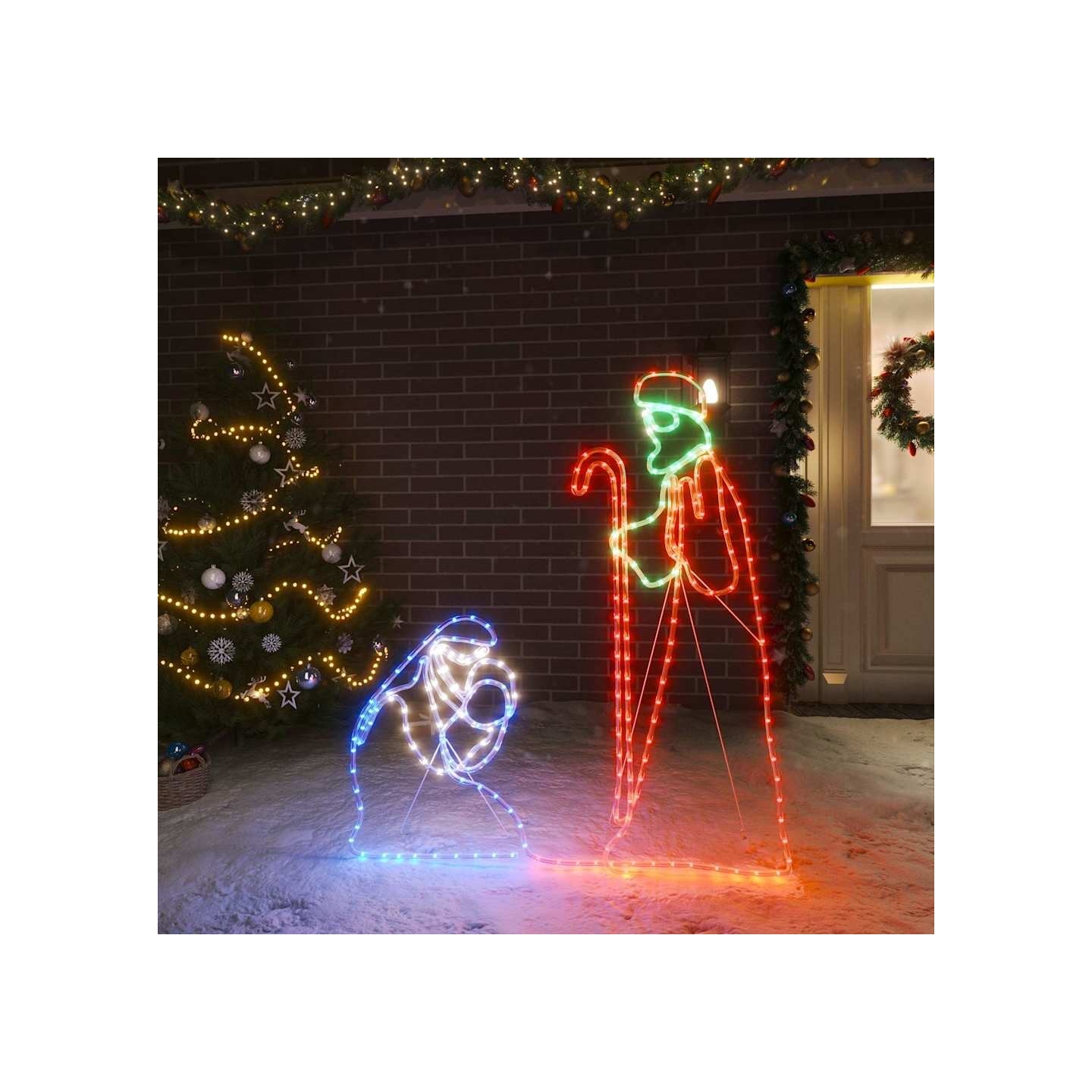 Figurine de Noël Marie et Joseph avec 264 LED 40x55 et 38x100cm
