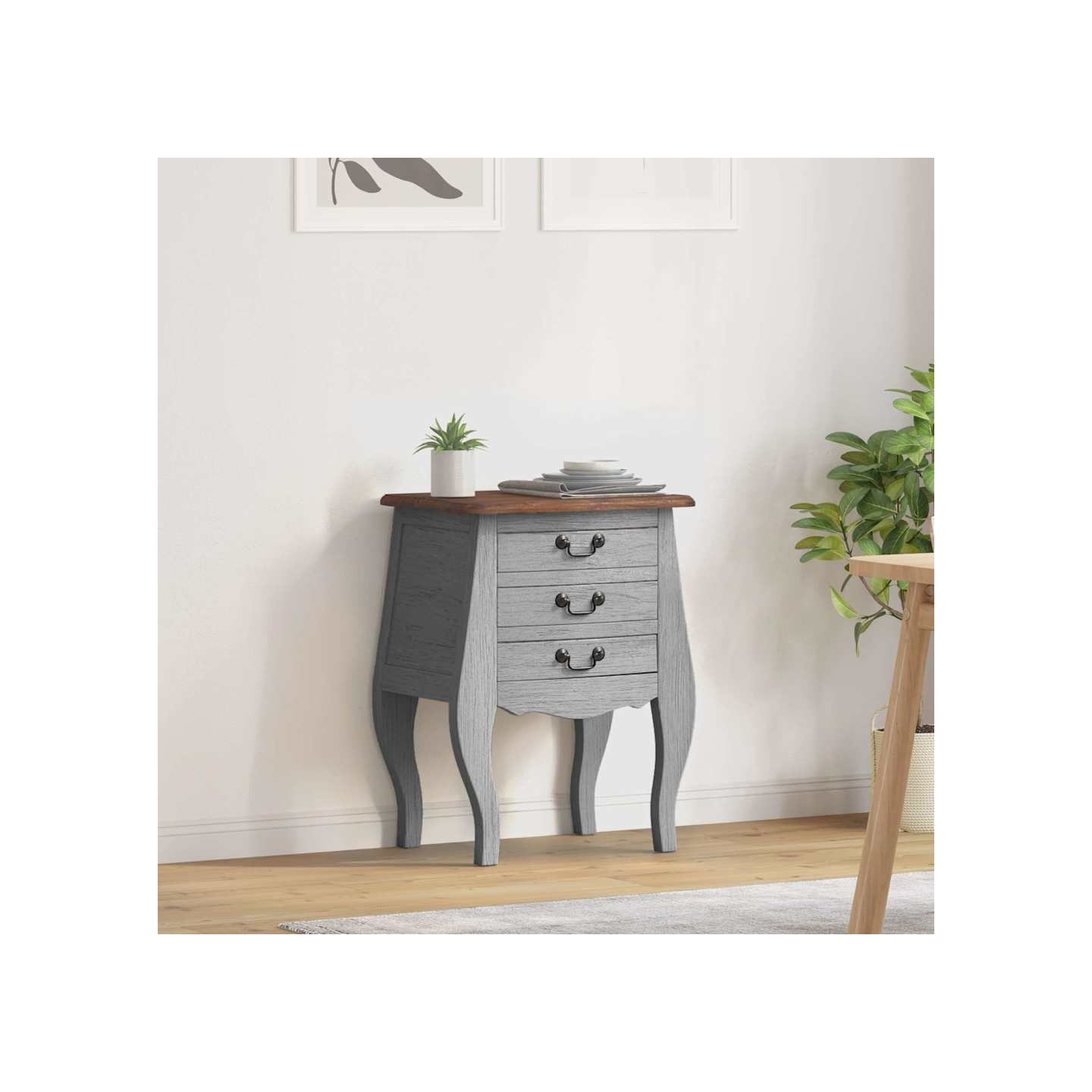 Table de chevet bois d'acajou massif 48x35x64 cm
