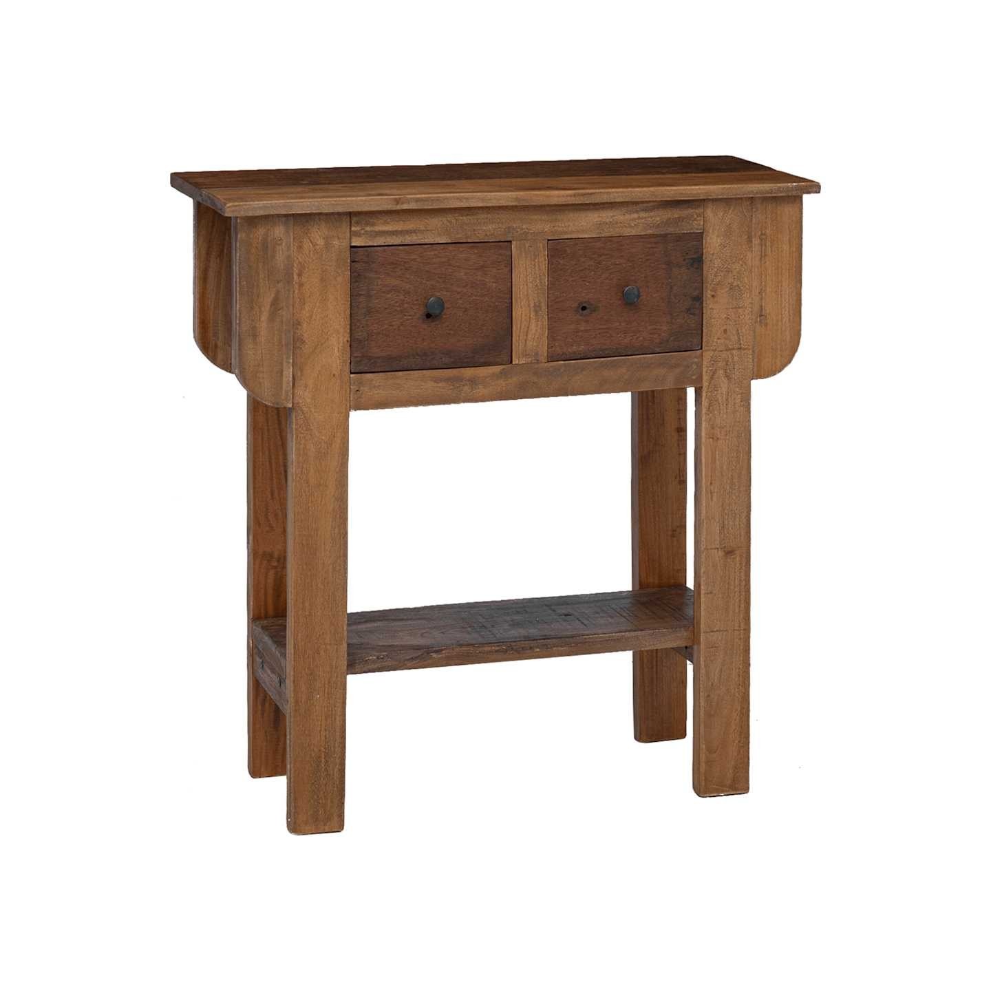 Table console bois de récupération mélangé 80x35x80 cm