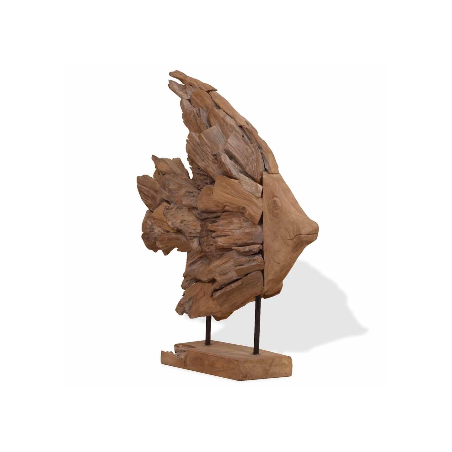 Sculpture de poisson teck 40x12x57 cm