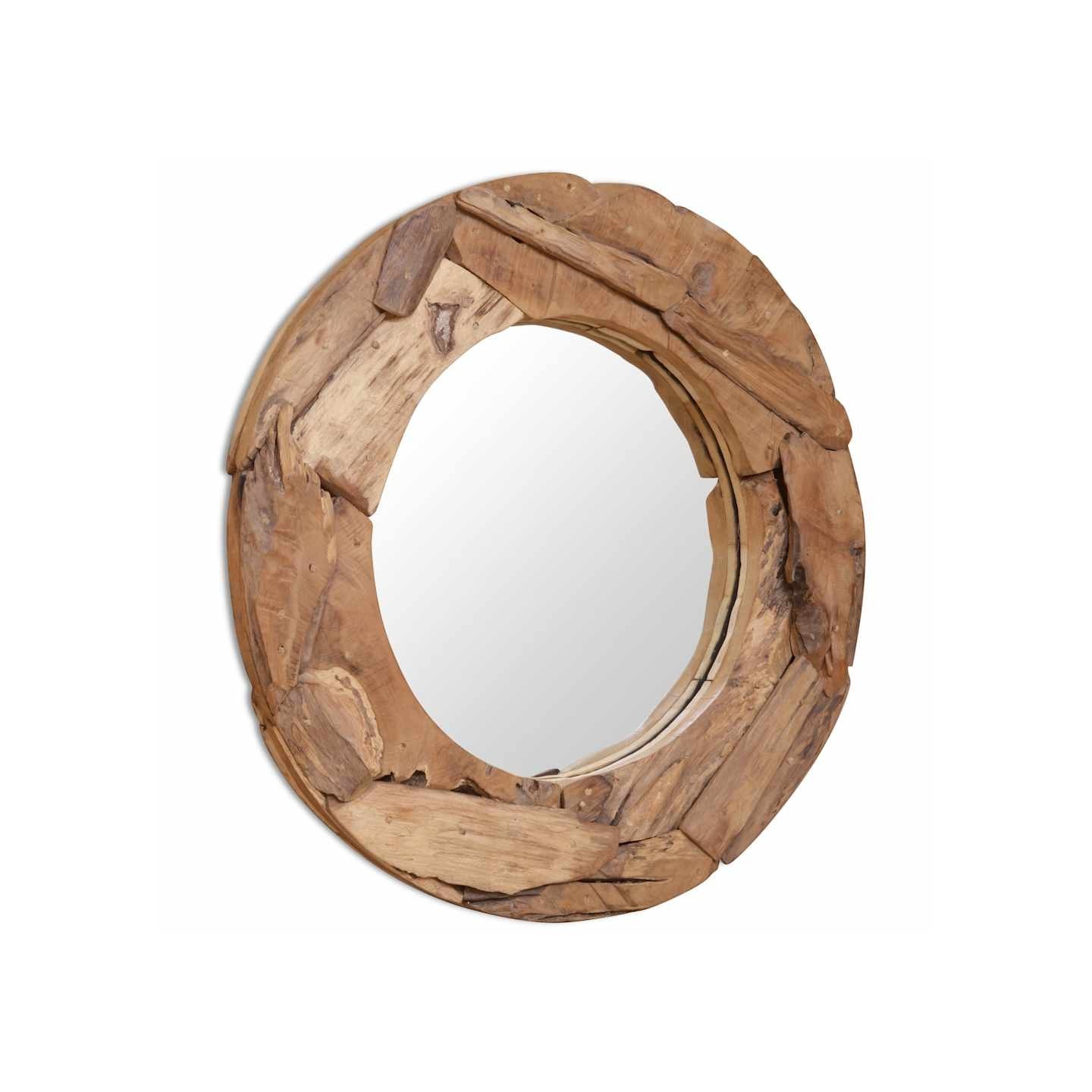 Miroir décoratif Teck 80 cm Rond