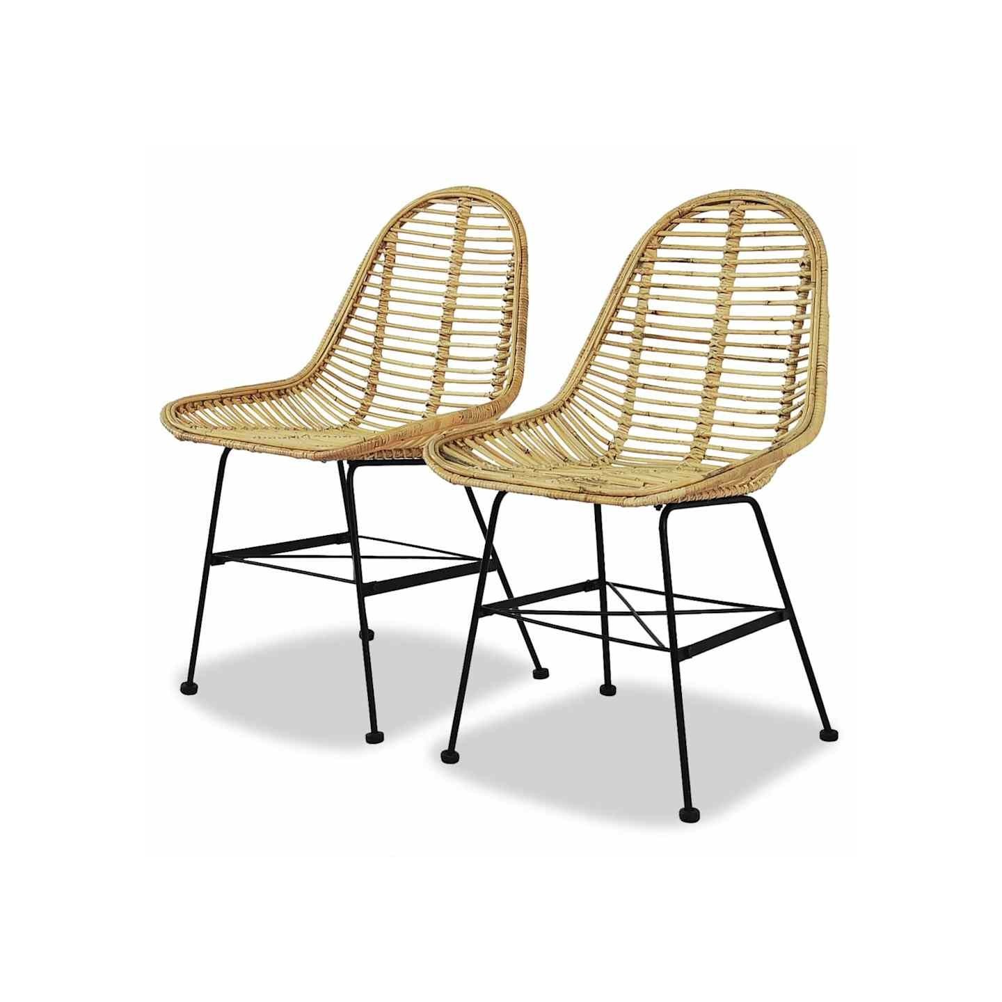 Chaises à manger lot de 2 rotin naturel