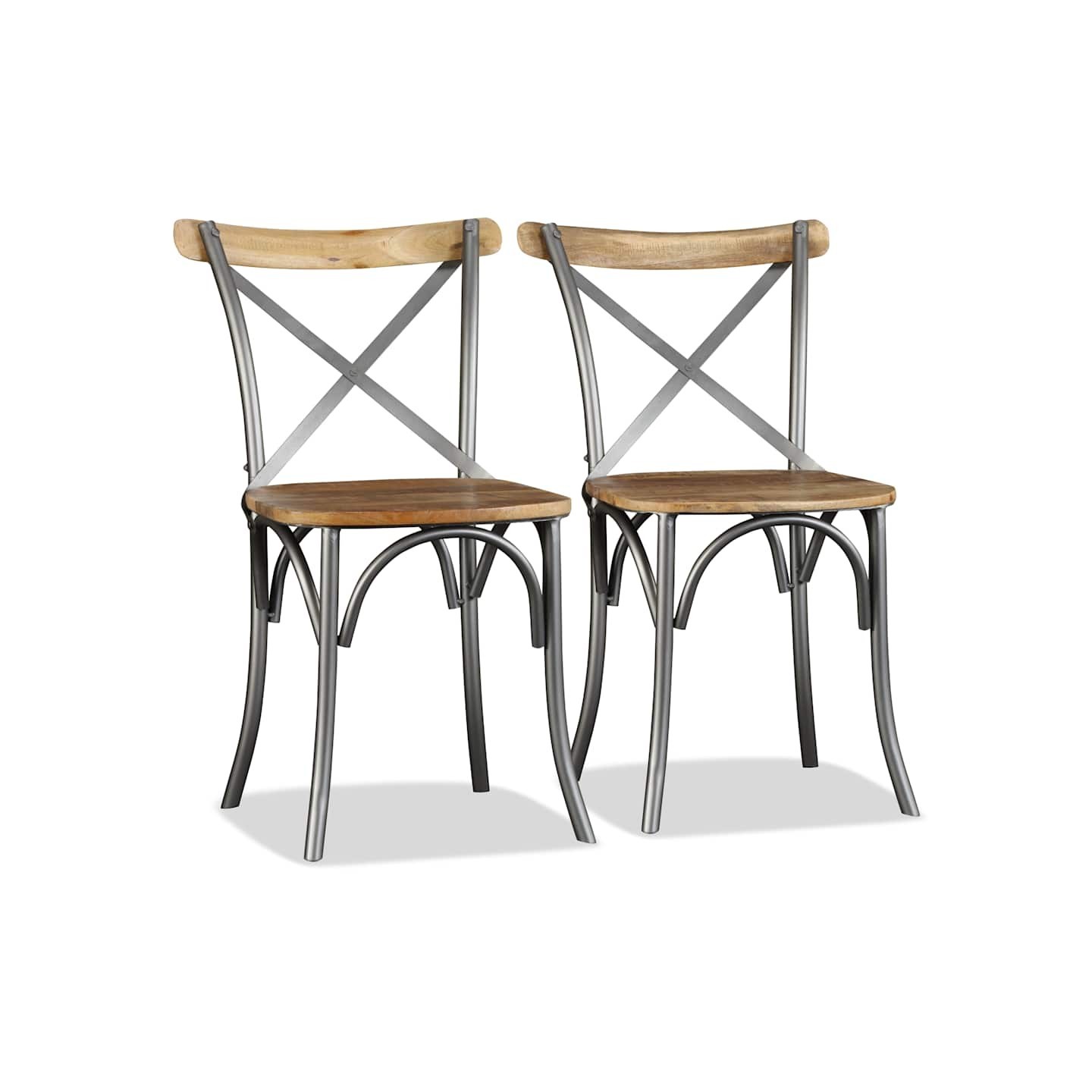 Chaises à manger lot de 2 bois solide de manguier