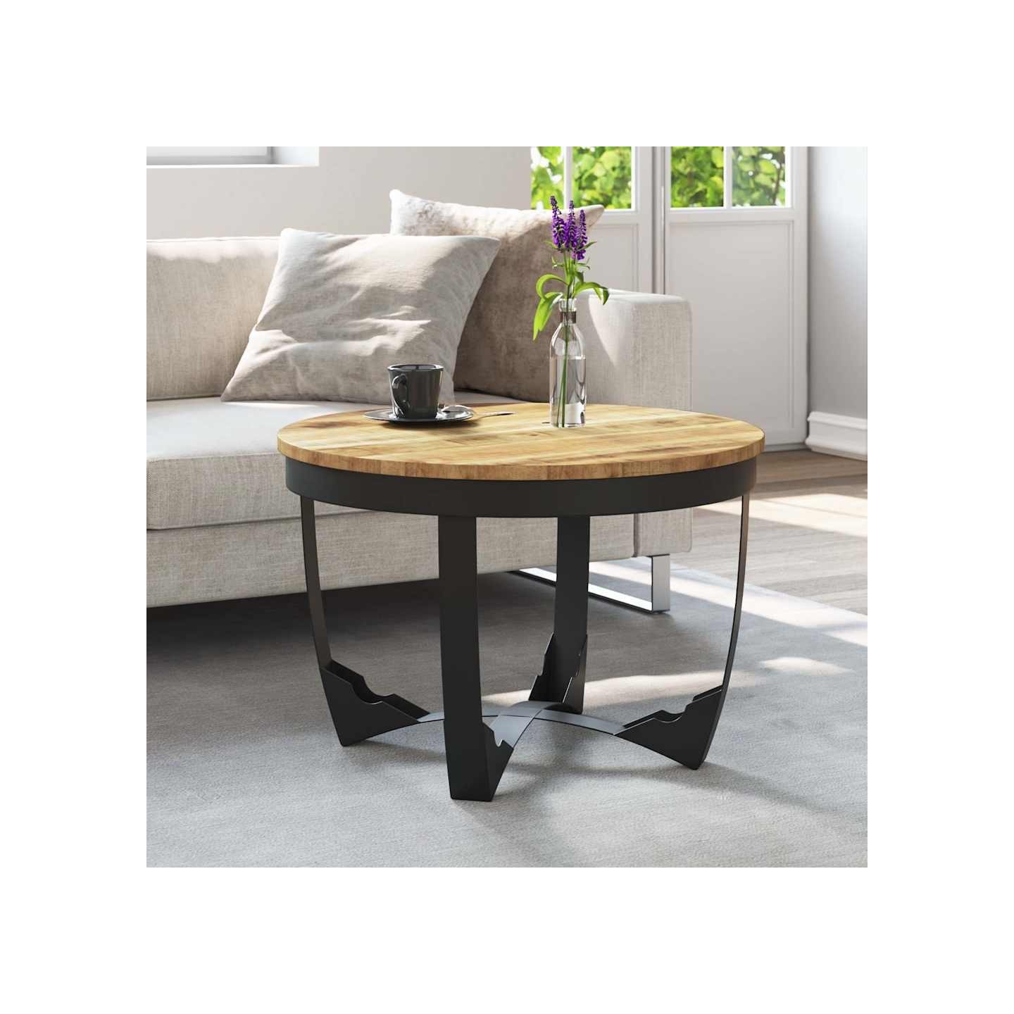 Table basse bois de manguier brut 60x40 cm