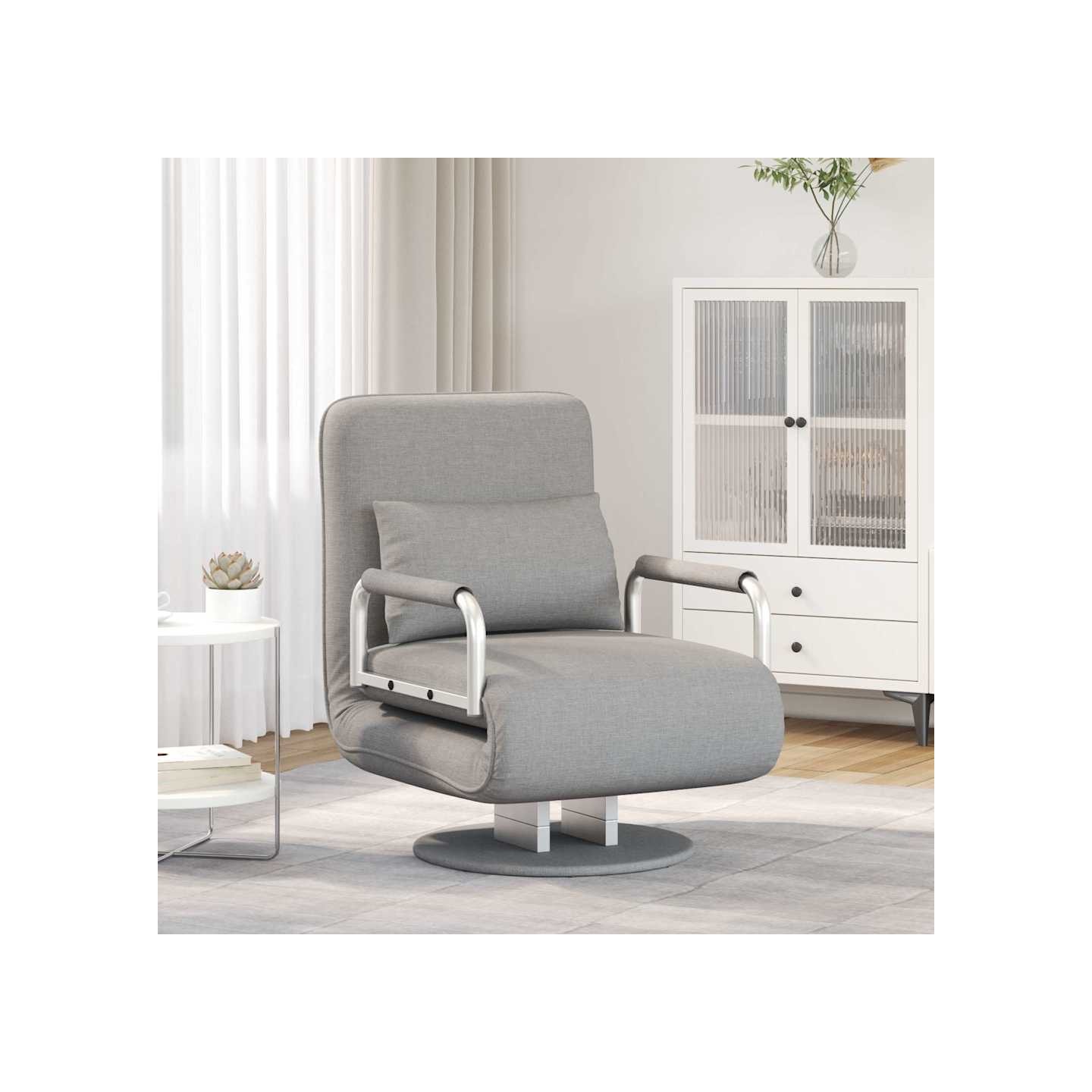 Fauteuil pivotant et canapé-lit Gris clair Tissu