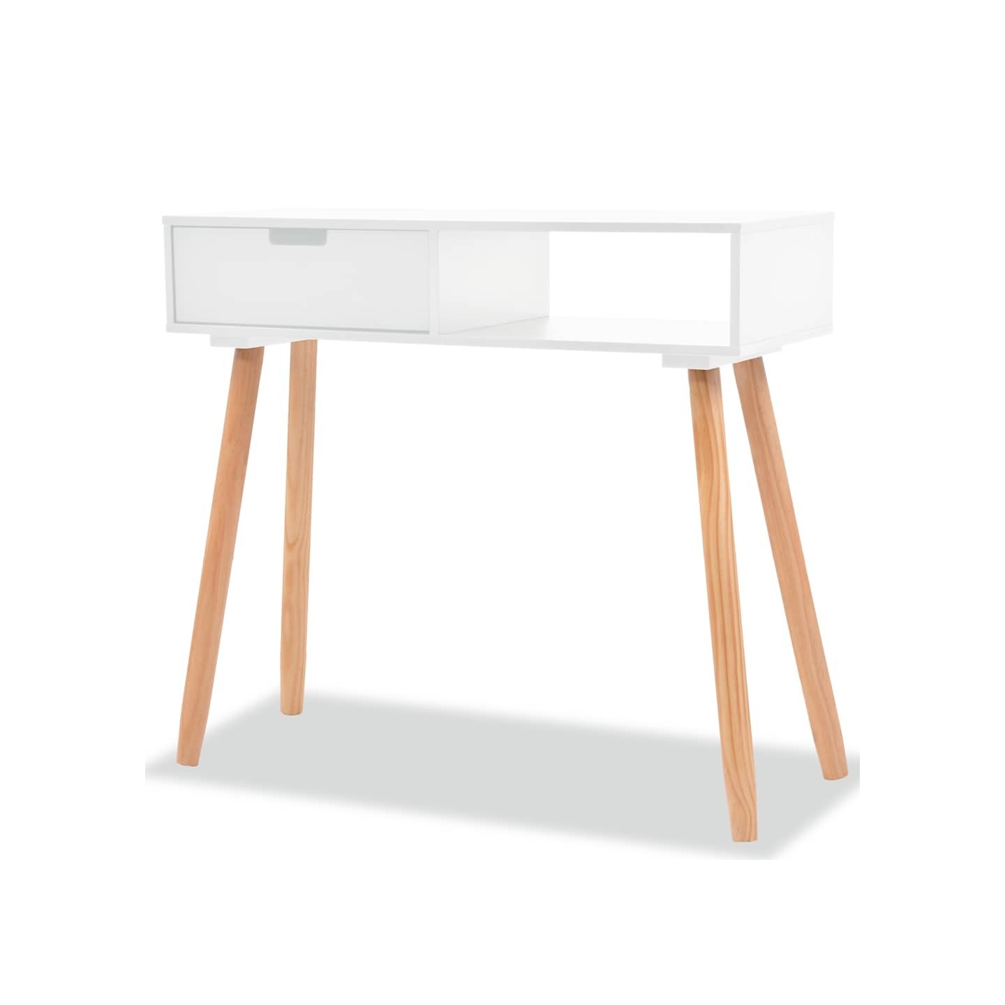 Table console Bois de pin massif 80 x 30 x 72 cm Blanc