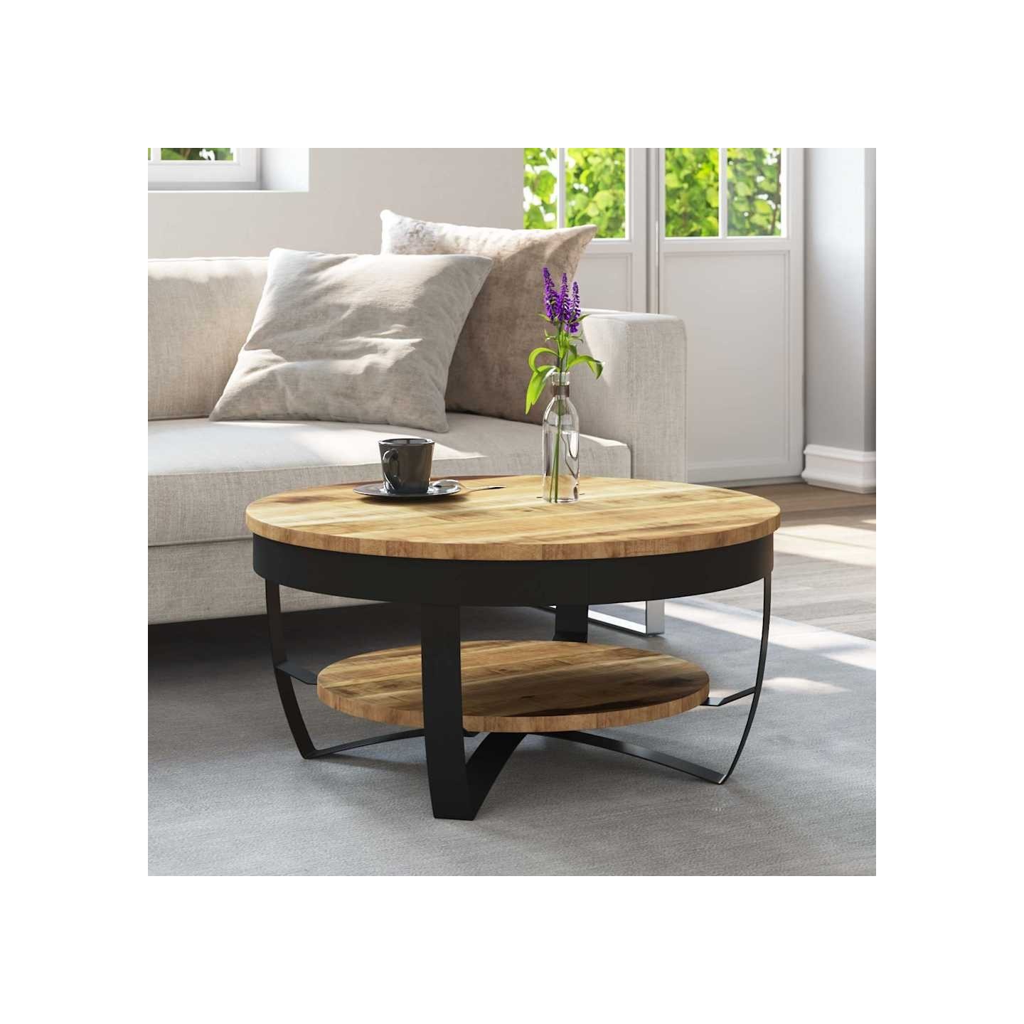 Table basse Bois massif de manguier brut 65x32 cm