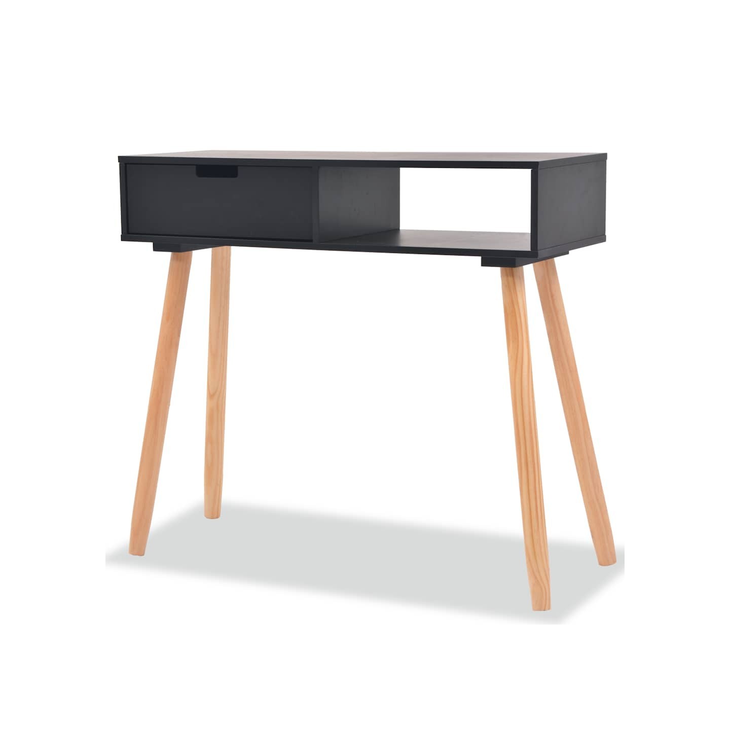 Table console Bois de pin massif 80 x 30 x 72 cm Noir