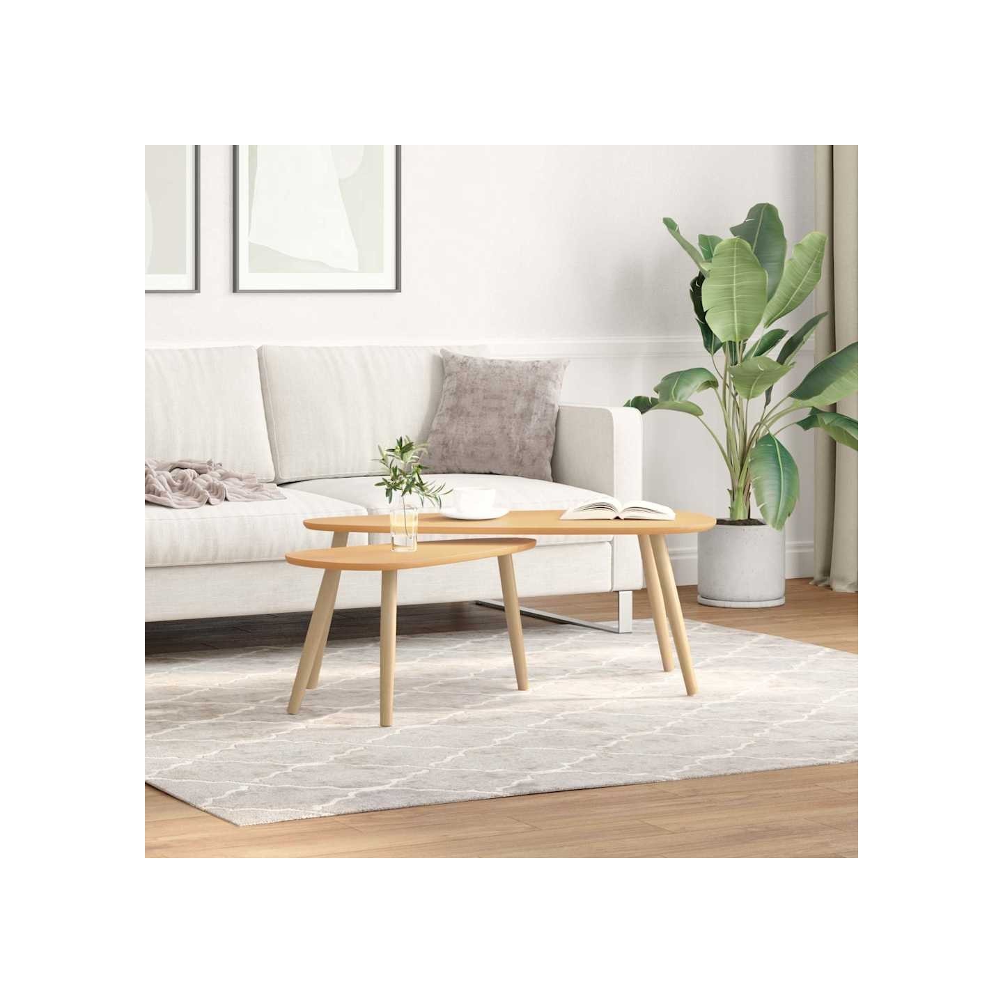 Ensemble de tables basses 2 pcs Bois de pin massif Marron