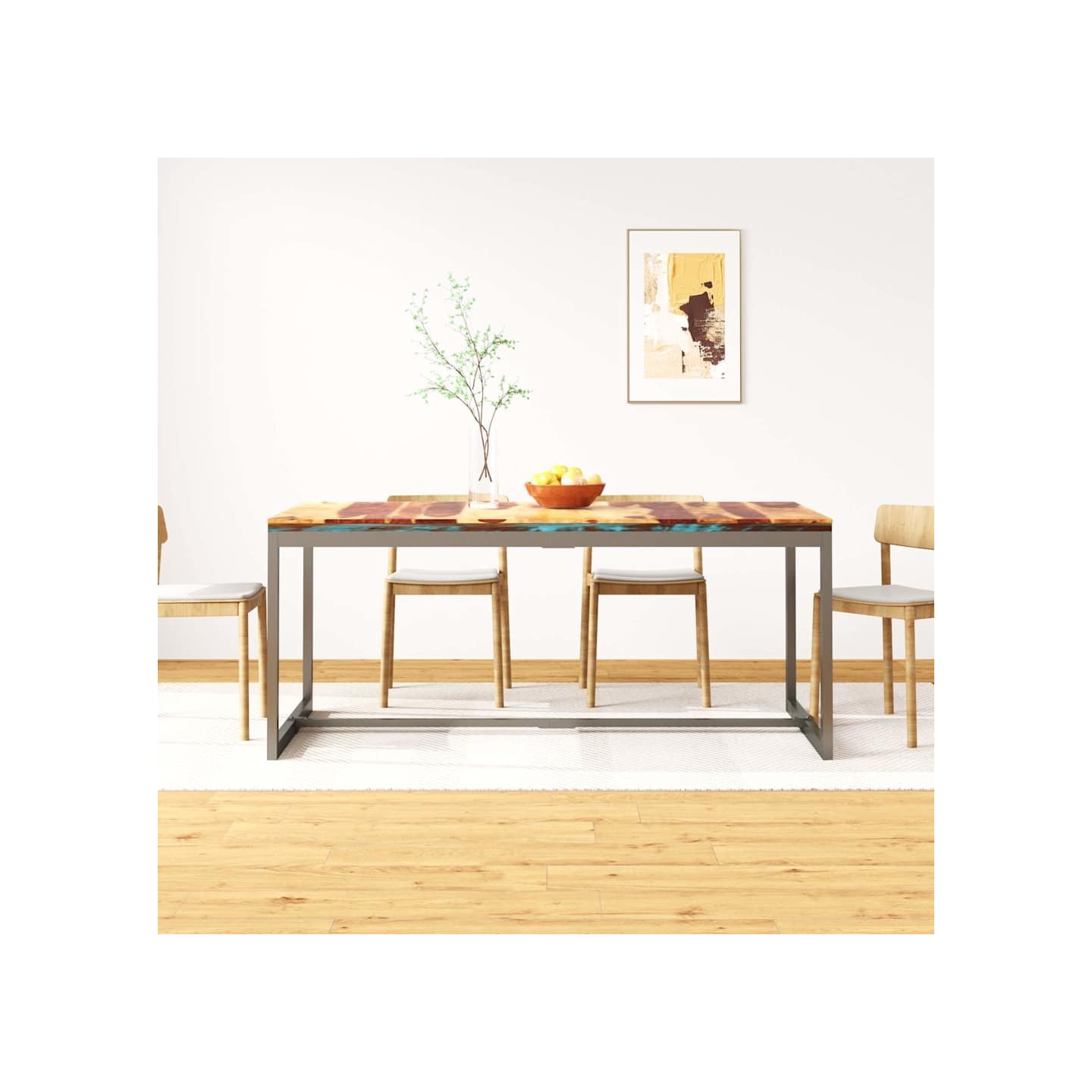 Table à manger Bois massif et acier 180 cm