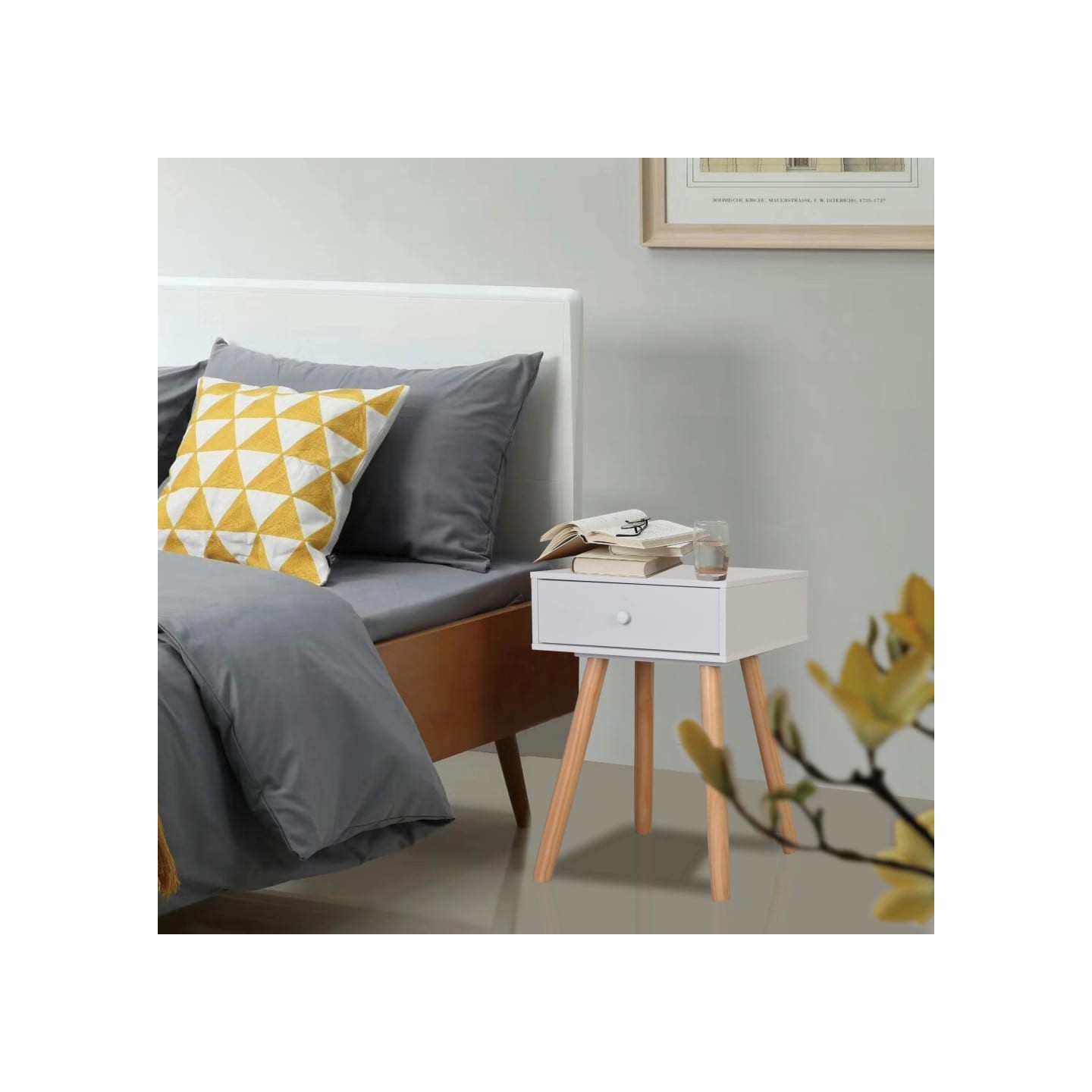 Table de chevet 2 pcs Bois de pin massif 40 x 30 x 61 cm Blanc