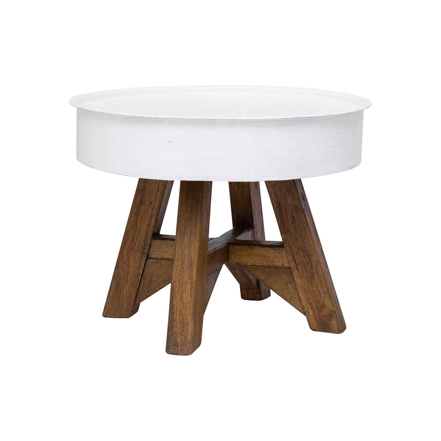 Table basse Bois de récupération massif 60x45 cm Blanc