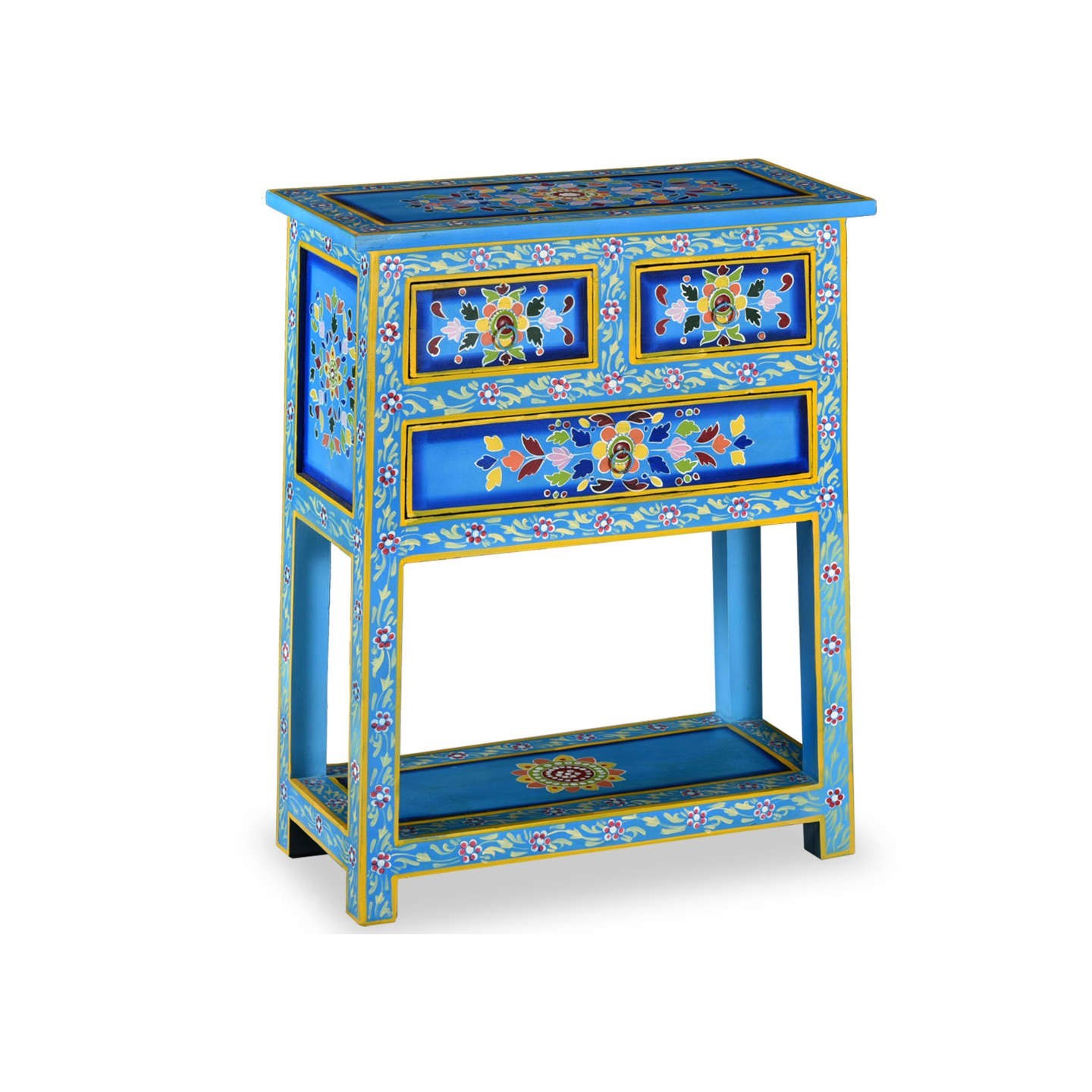 Buffet avec tiroirs Bois massif de manguier Peinture turquoise