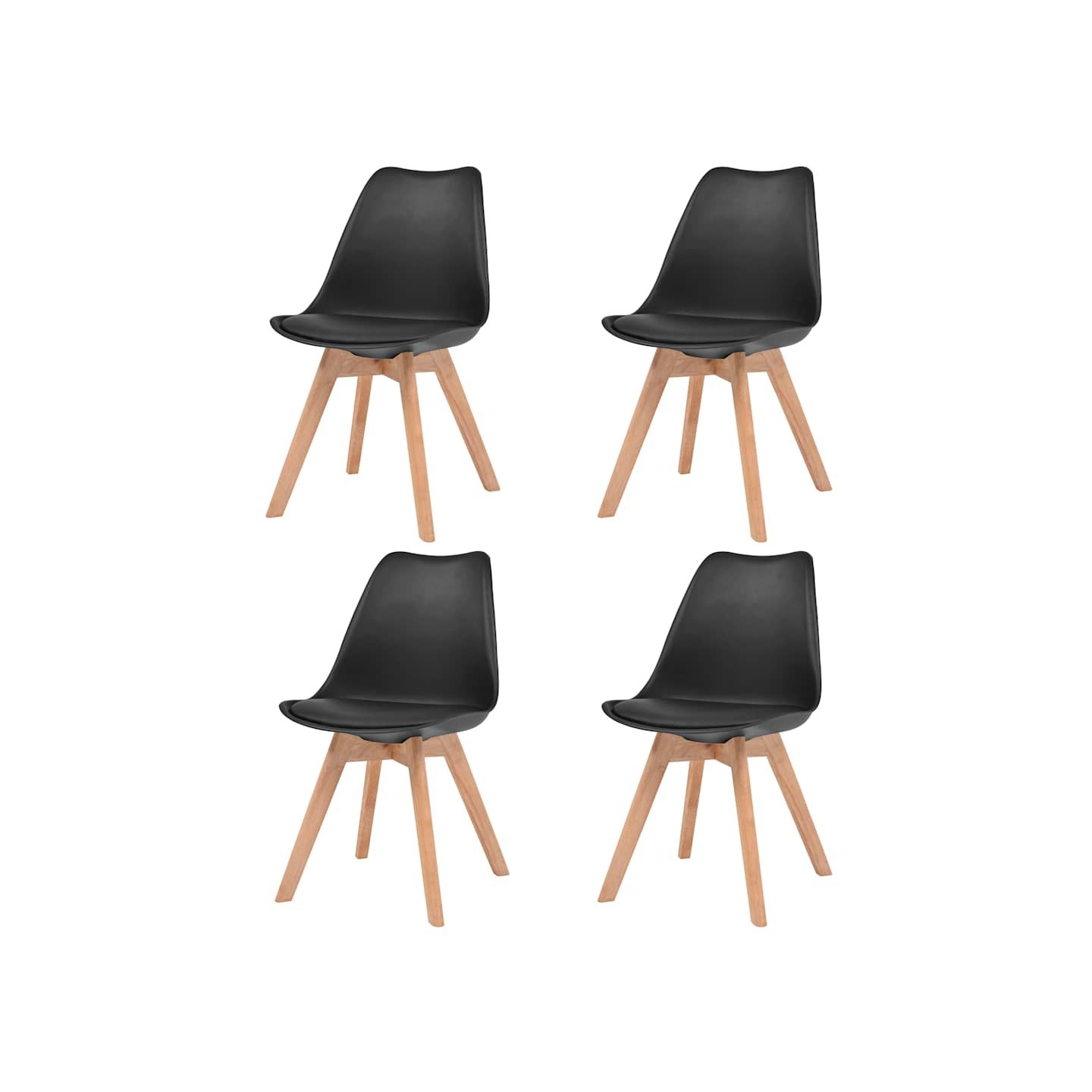 Chaises à manger lot de 4 Noir Plastique