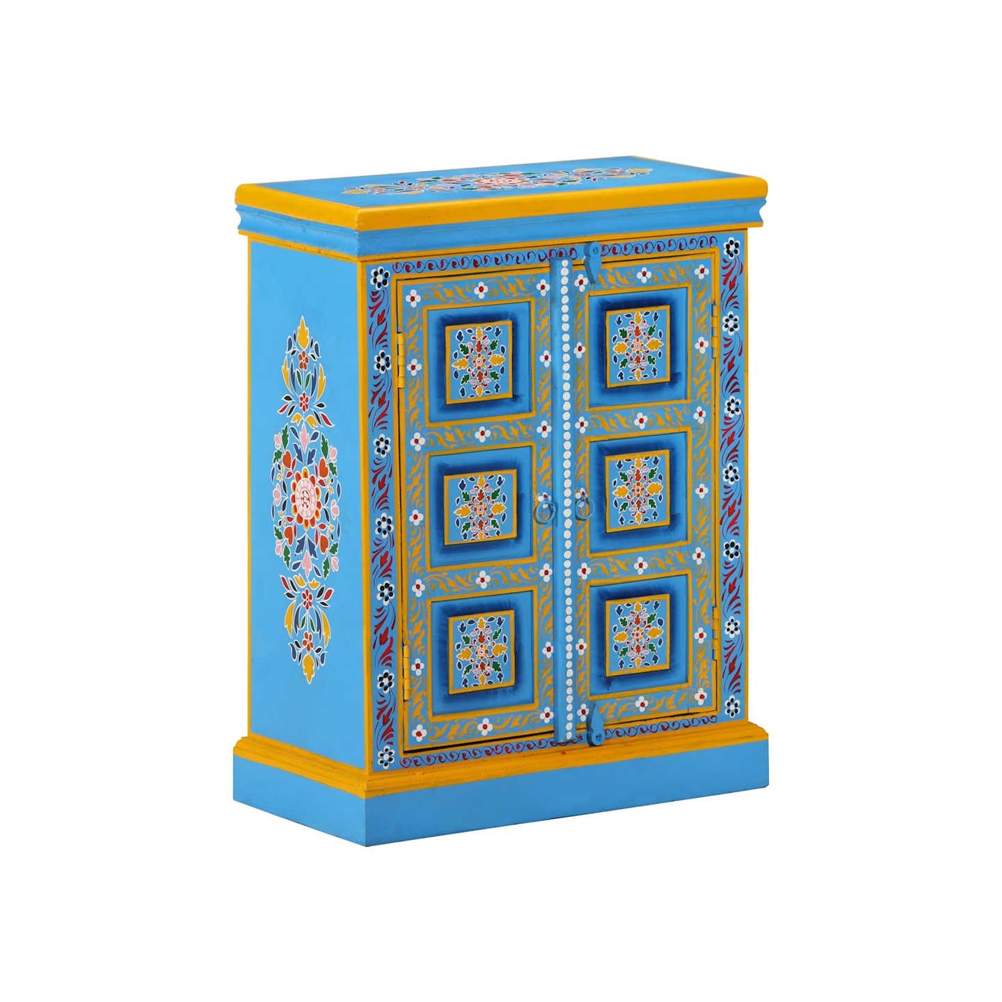 Buffet Bois massif de manguier Peinture manuelle turquoise