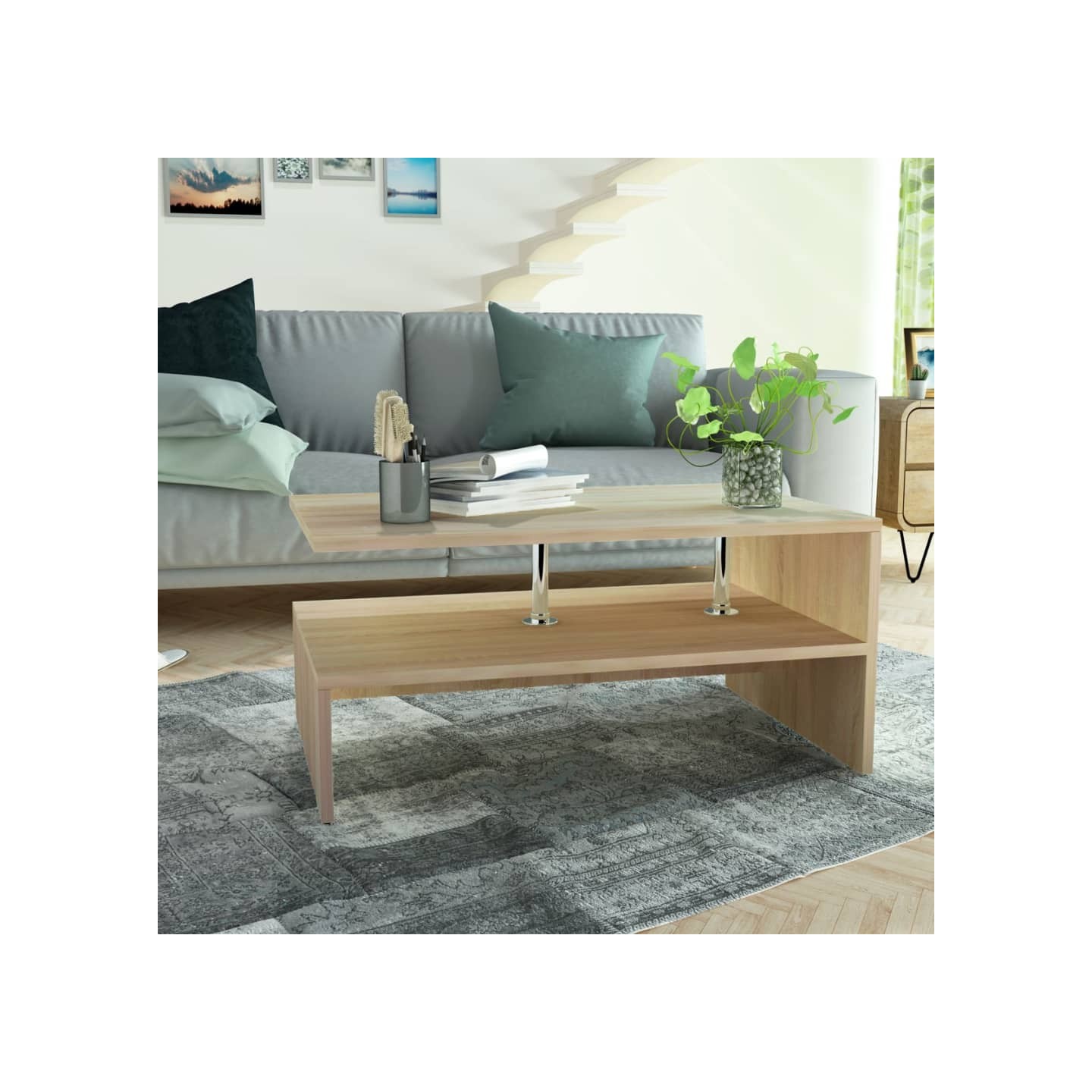 Table basse Bois d'ingénierie 90x59x42 cm Chêne