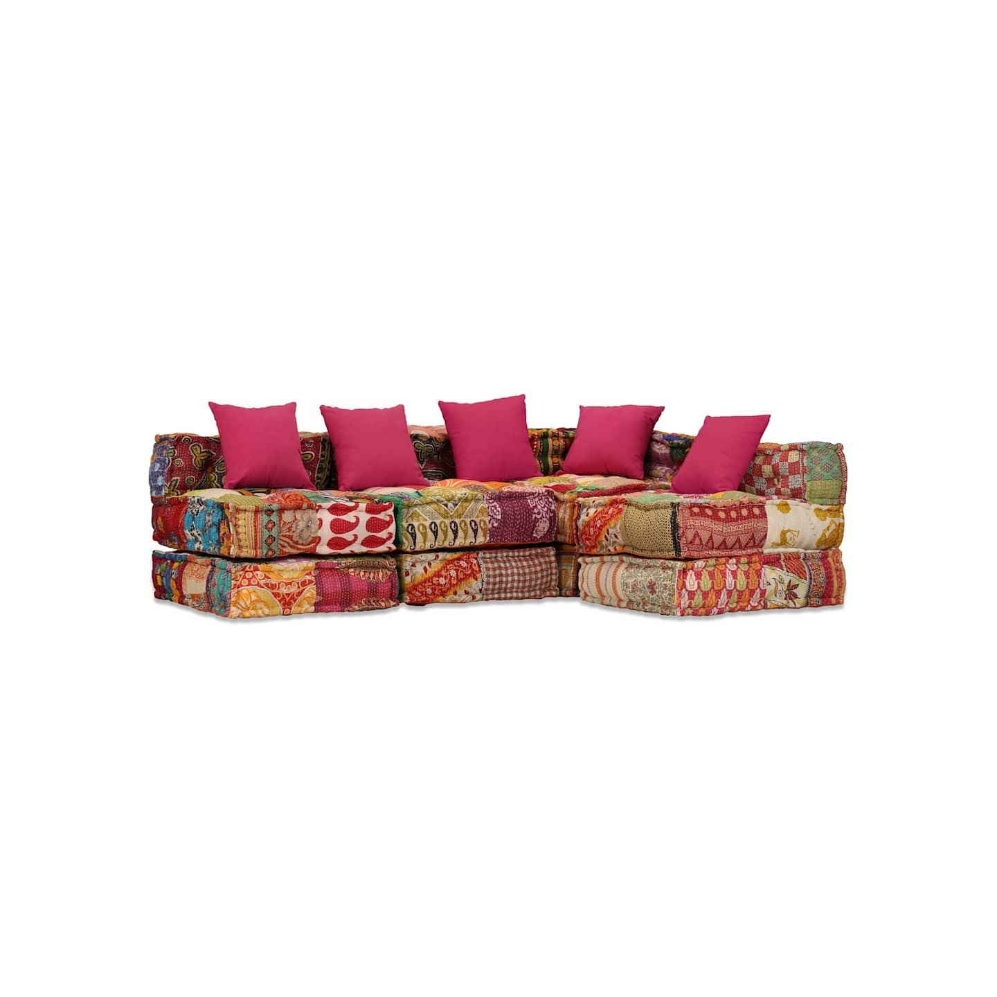 Pouf modulaire à 4 places Patchwork Tissu
