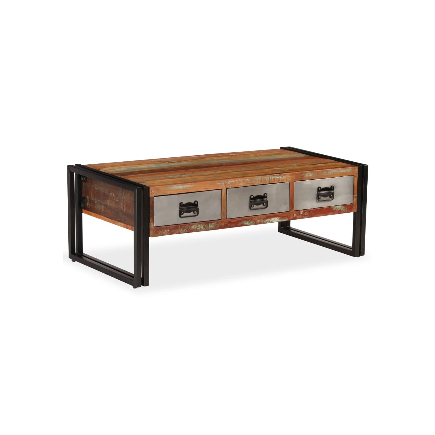 Table basse avec 3 tiroirs Bois de récupération 100x50x35 cm