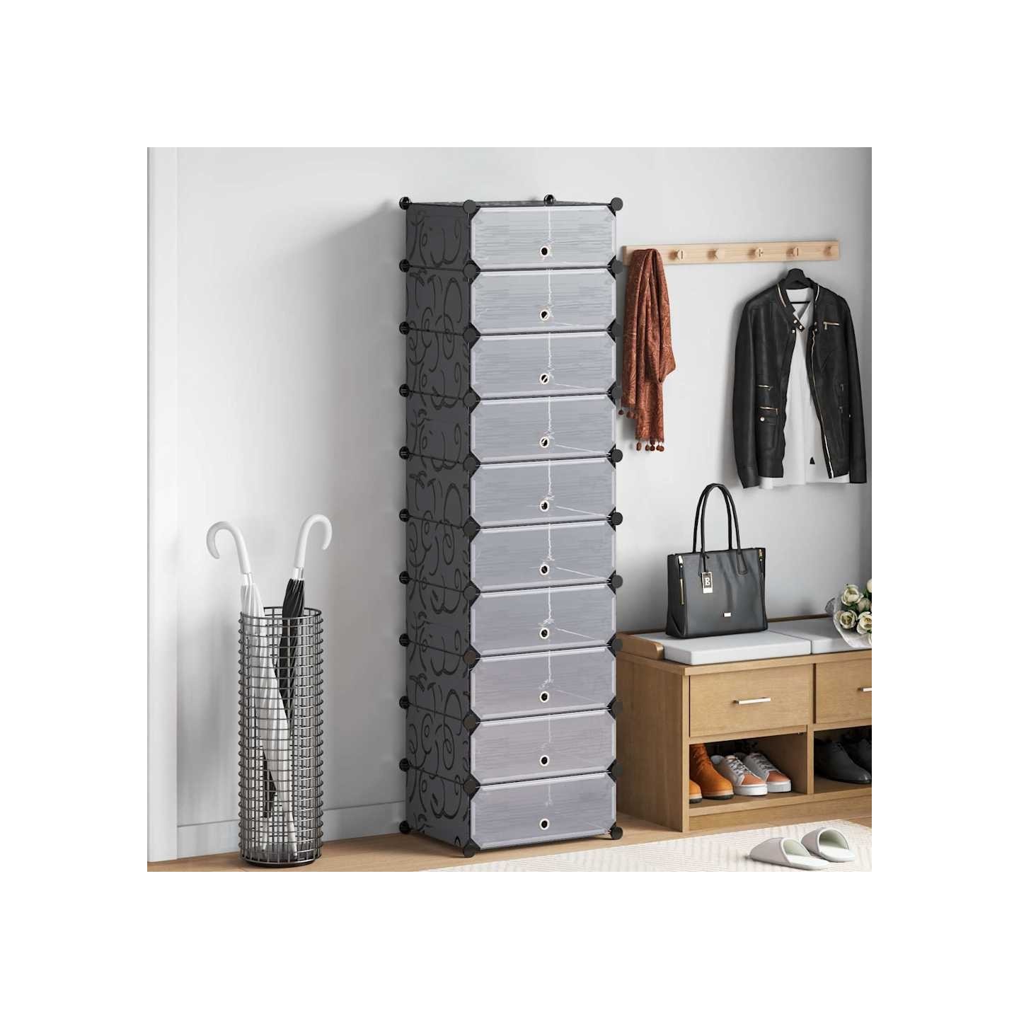 Armoire à chaussures avec 10 compartiments Noir