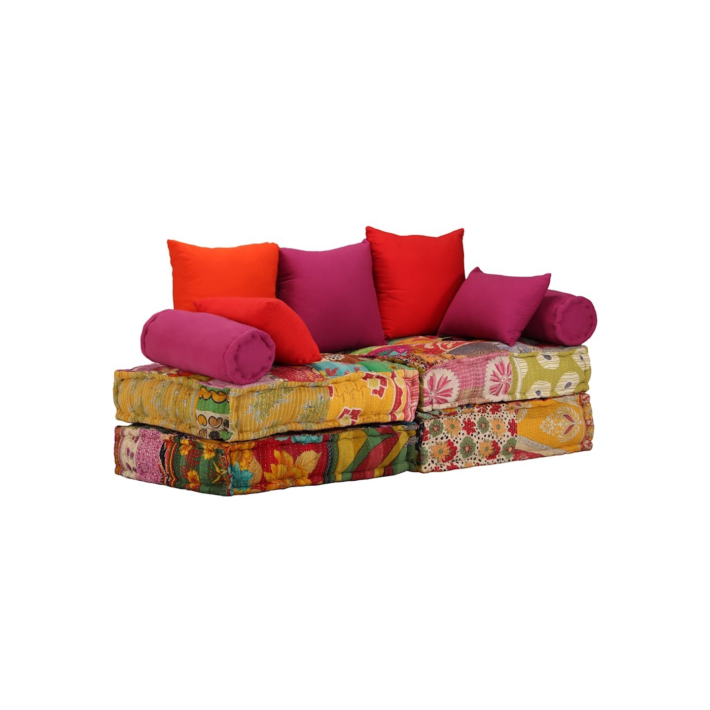Pouf modulaire à 2 places Patchwork Tissu
