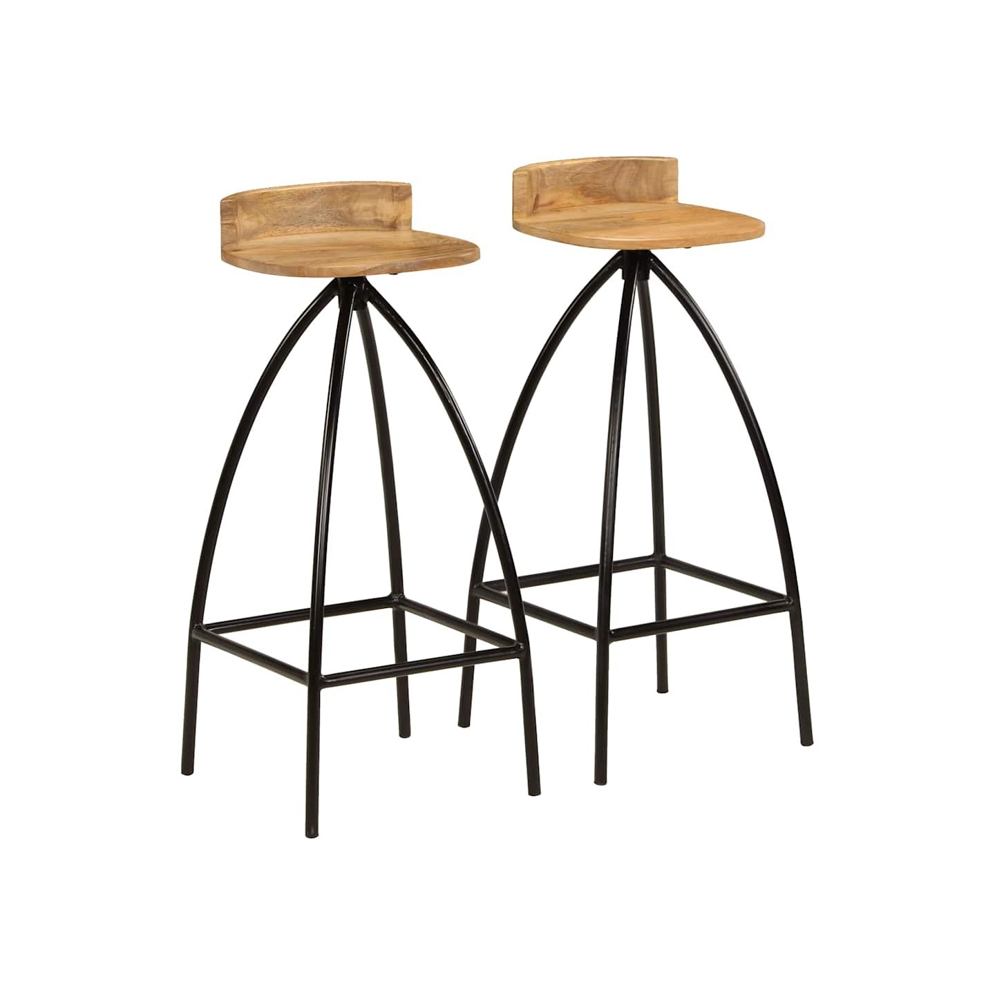 Chaises de bar lot de 2 bois de manguier solide