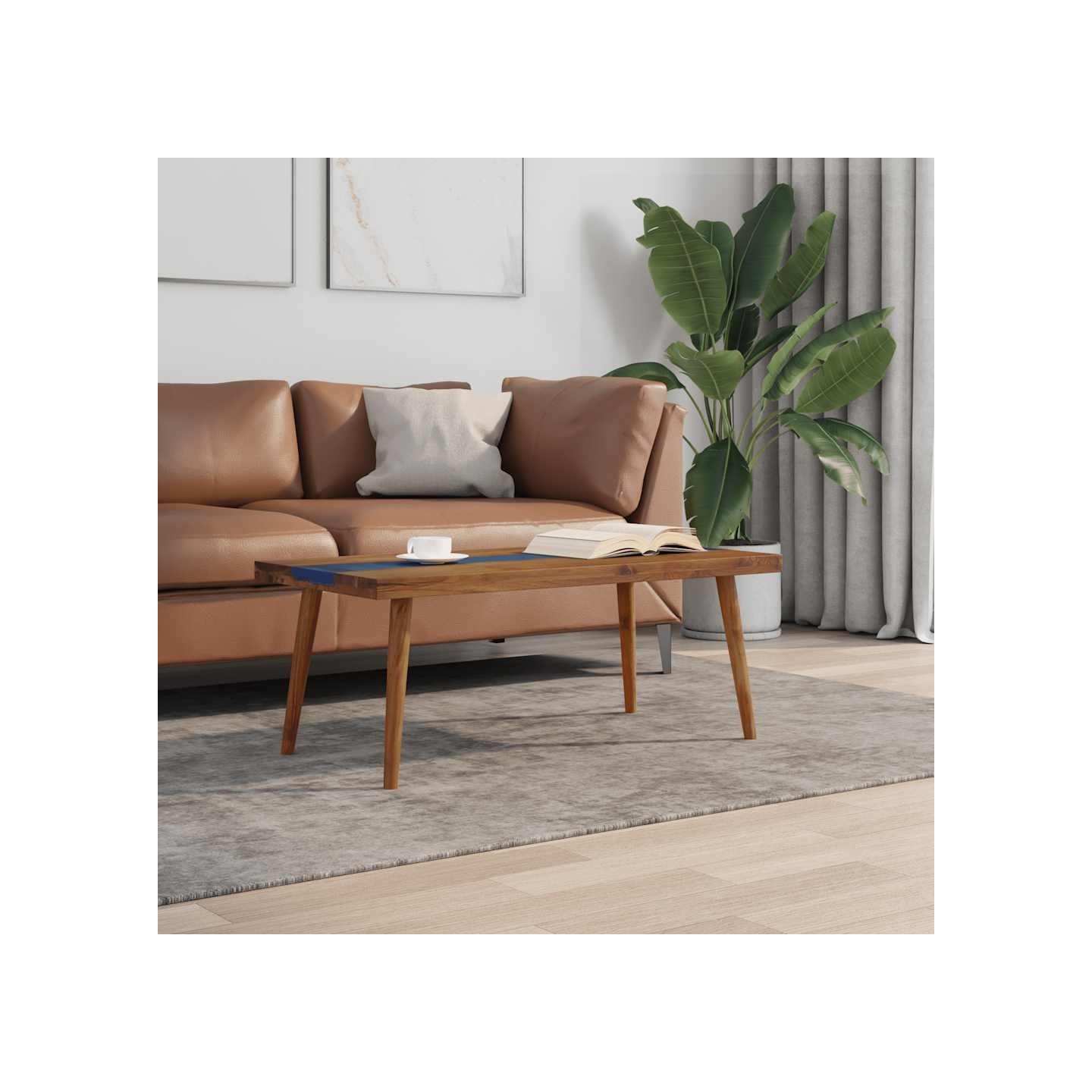 Table basse Teck Résine 100x50x40 cm