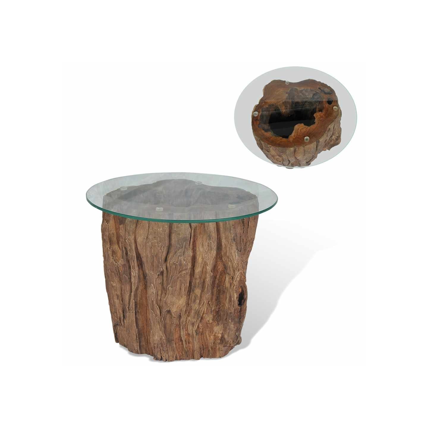 Table basse Teck Verre 50x40 cm