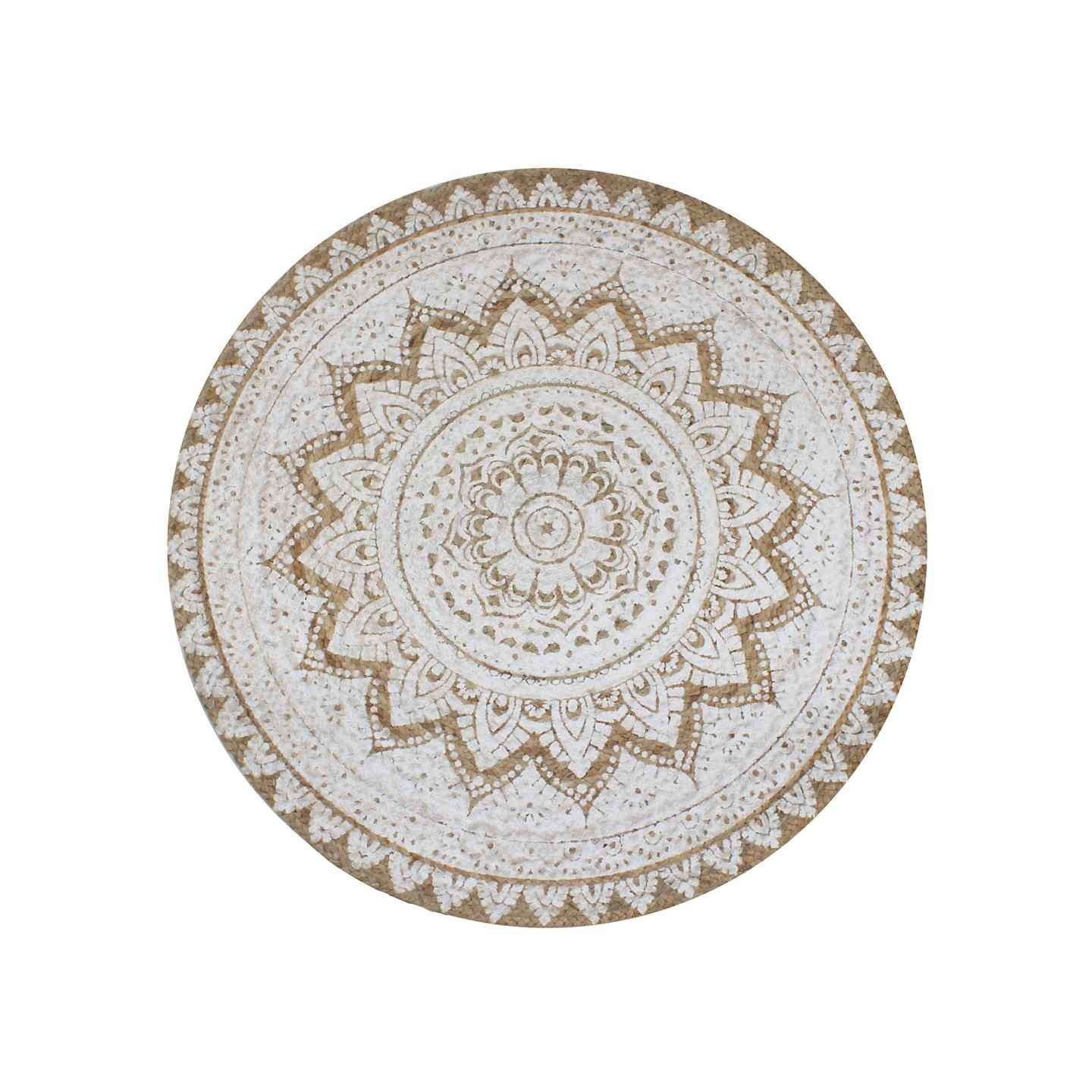 Tapis de sol Jute tressée imprimée 150 cm Rond