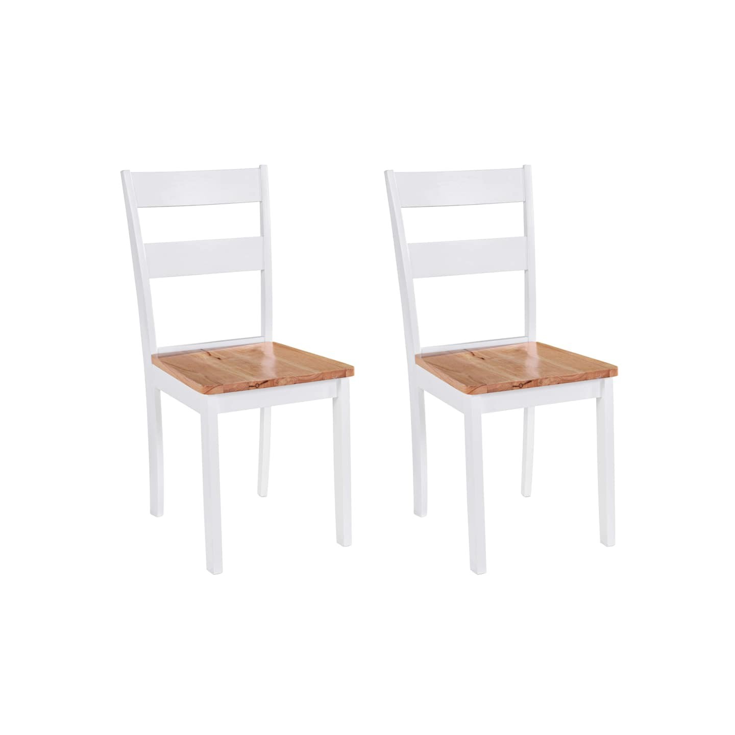 Chaises à manger lot de 2 blanc bois hévéa massif