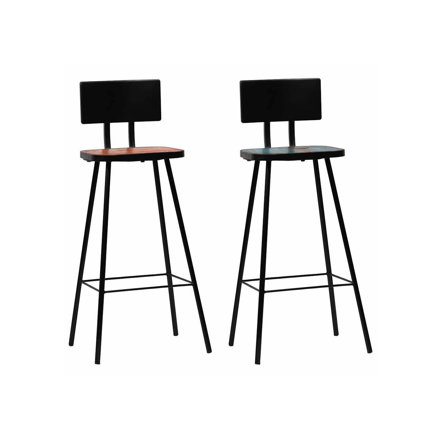 Tabourets de bar lot de 2 bois massif de récupération