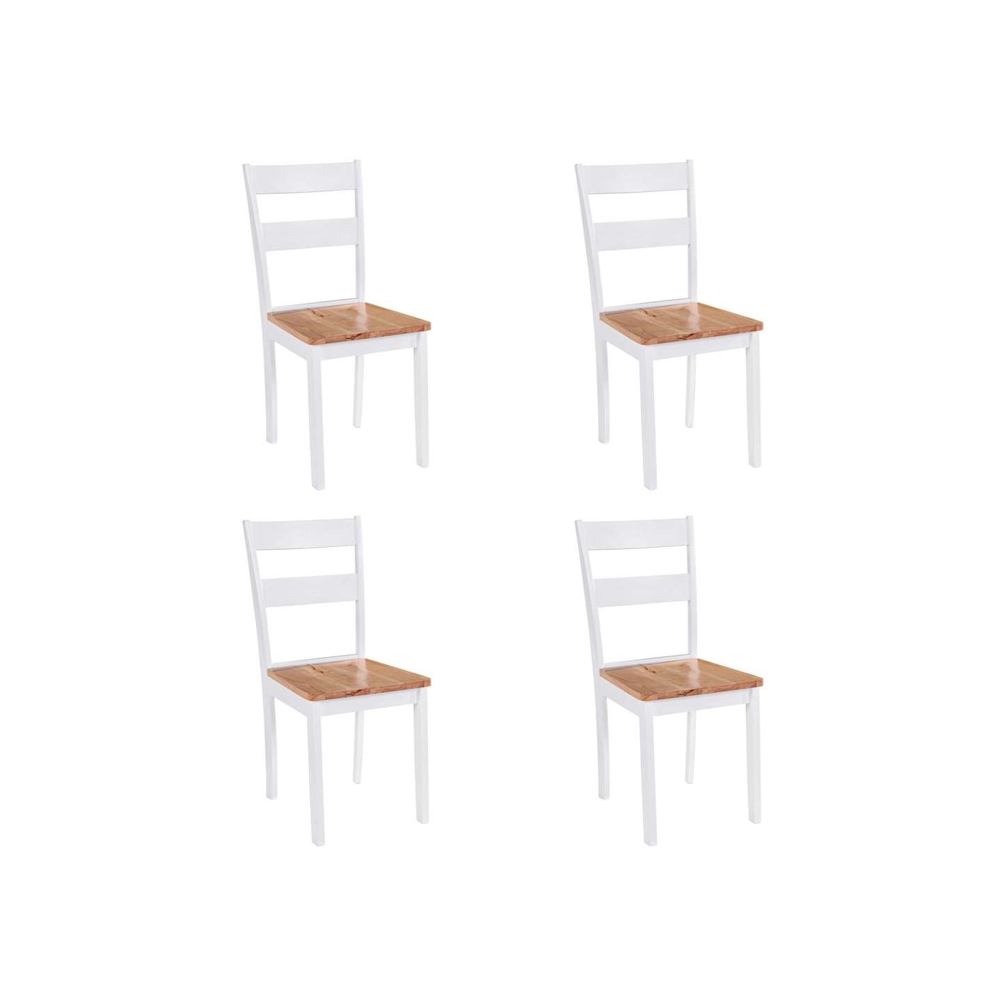 Chaises à manger lot de 4 blanc bois d'hévéa massif